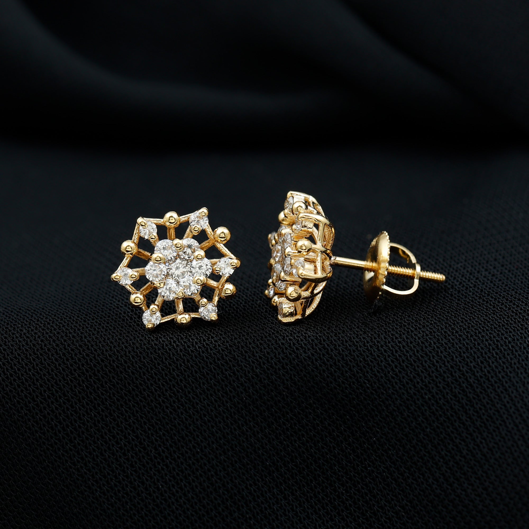 Diamond Cluster Stud Earrings Lab - ( EF-VS ) - Rosec Jewels