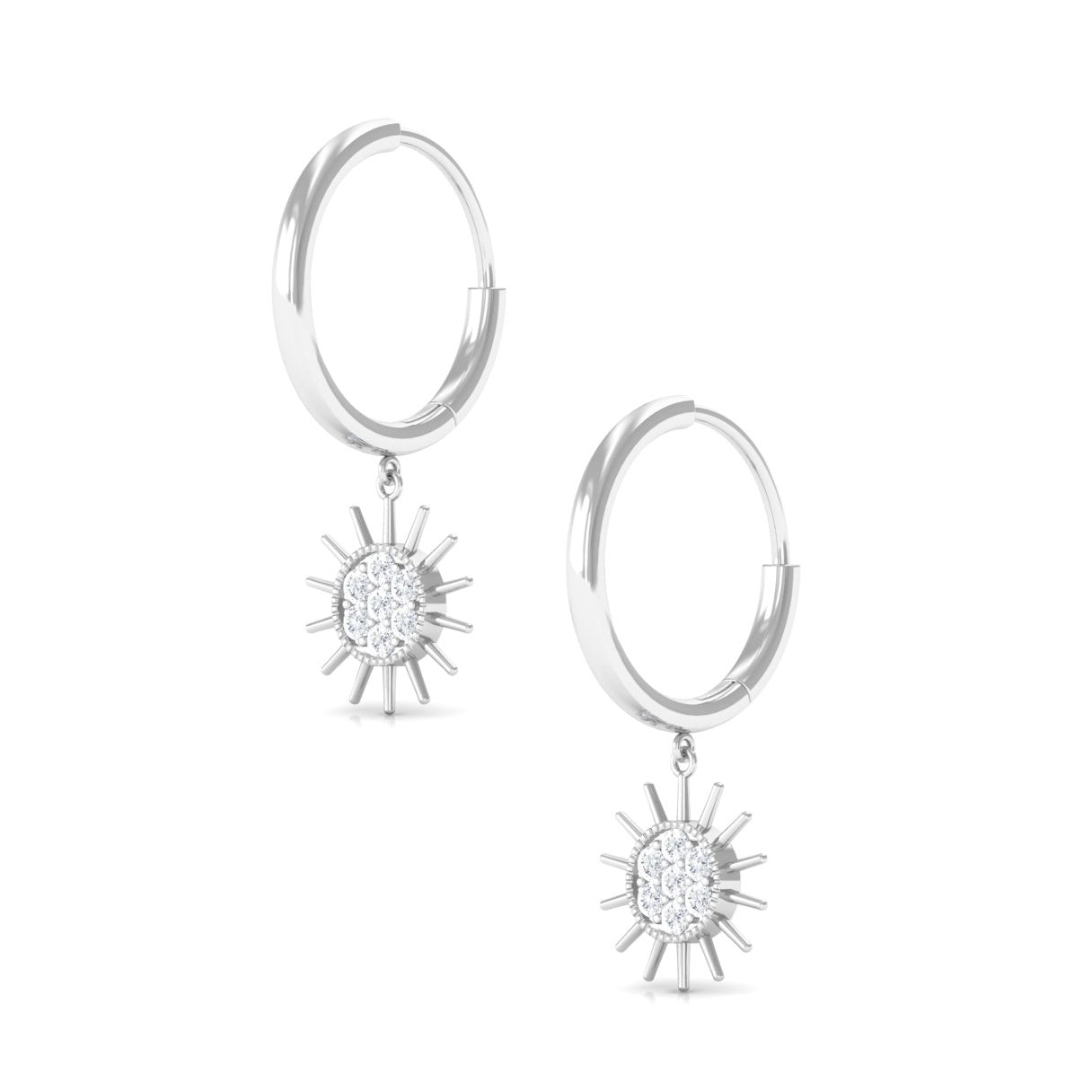 Rosec Jewels-1/2 CT Sunburst Dangle Earrings with Diamond Cluster