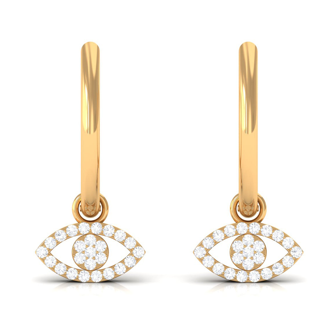 Rosec Jewels-1/4 CT Diamond Evil Eye Drop Hoop Earrings
