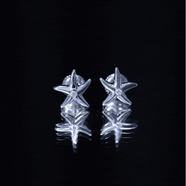 Diamond Starfish Stud Earrings for Women Lab - ( EF-VS ) - Rosec Jewels