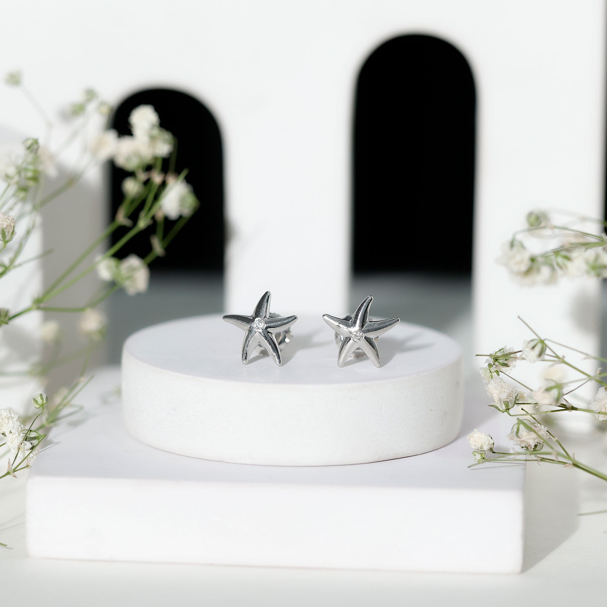 Diamond Starfish Stud Earrings for Women Lab - ( EF-VS ) - Rosec Jewels
