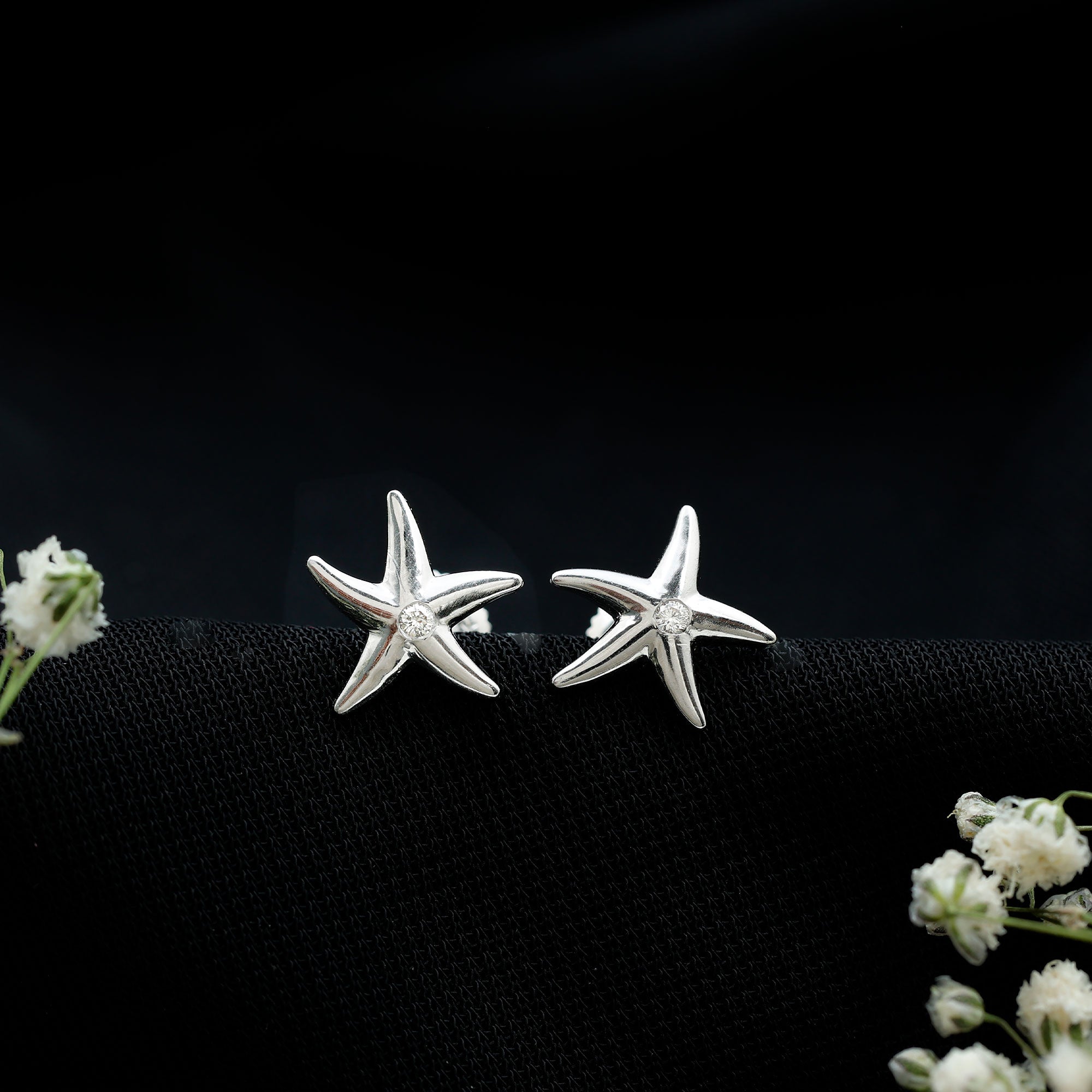 Diamond Starfish Stud Earrings for Women Lab - ( EF-VS ) - Rosec Jewels