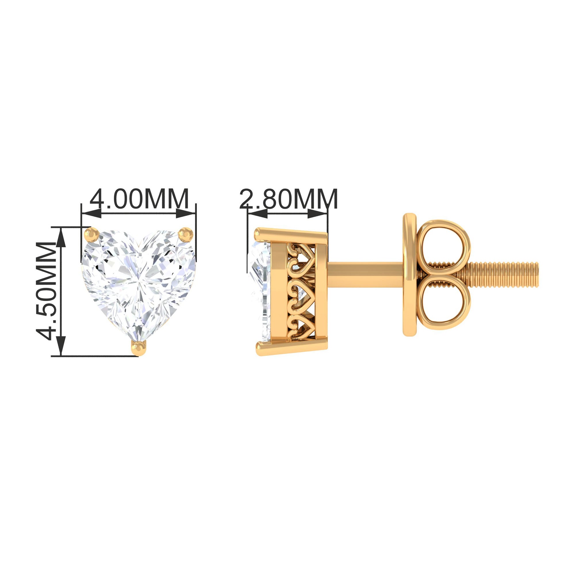 Rosec Jewels-Heart Shape Diamond Solitaire Stud Earrings