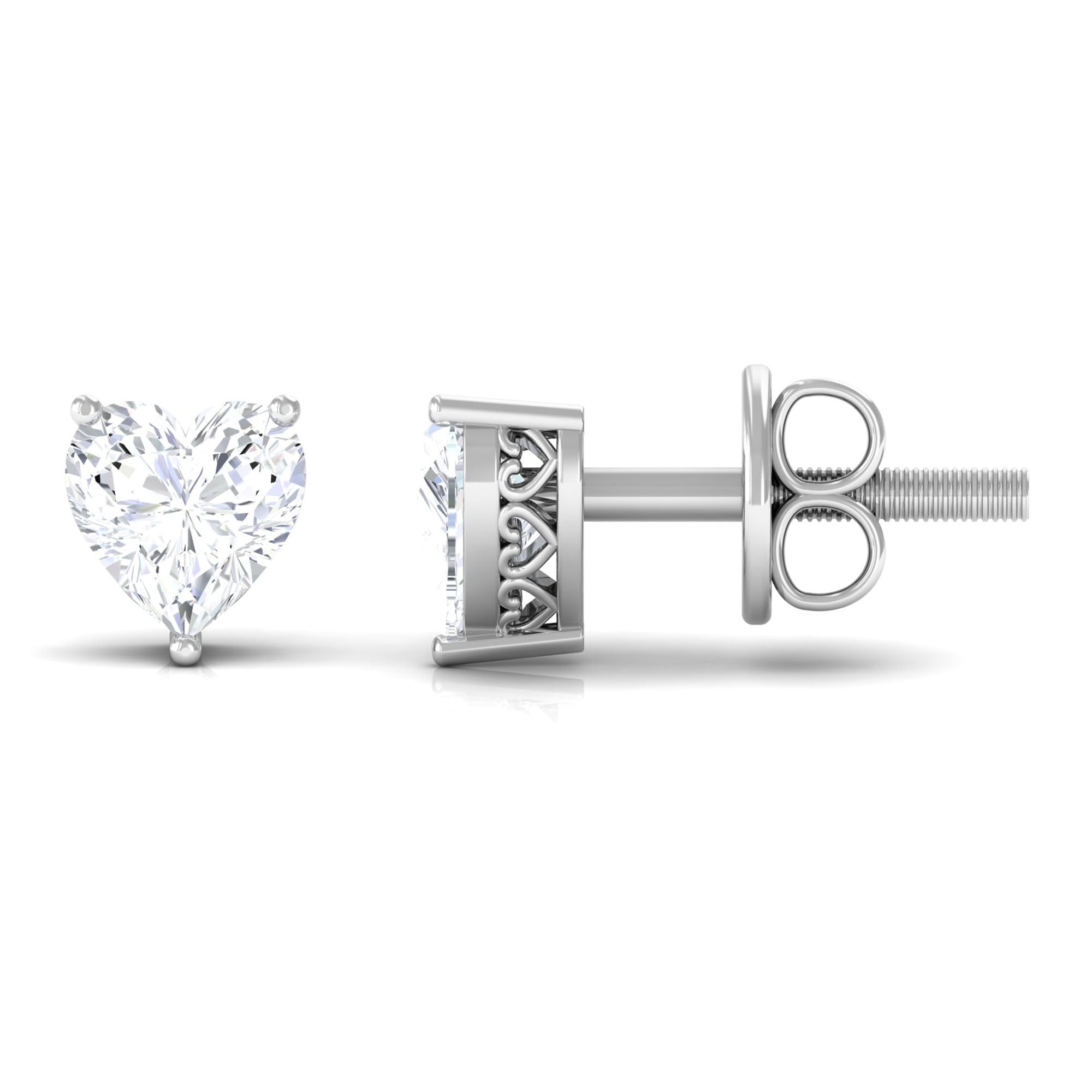Rosec Jewels-Heart Shape Diamond Solitaire Stud Earrings