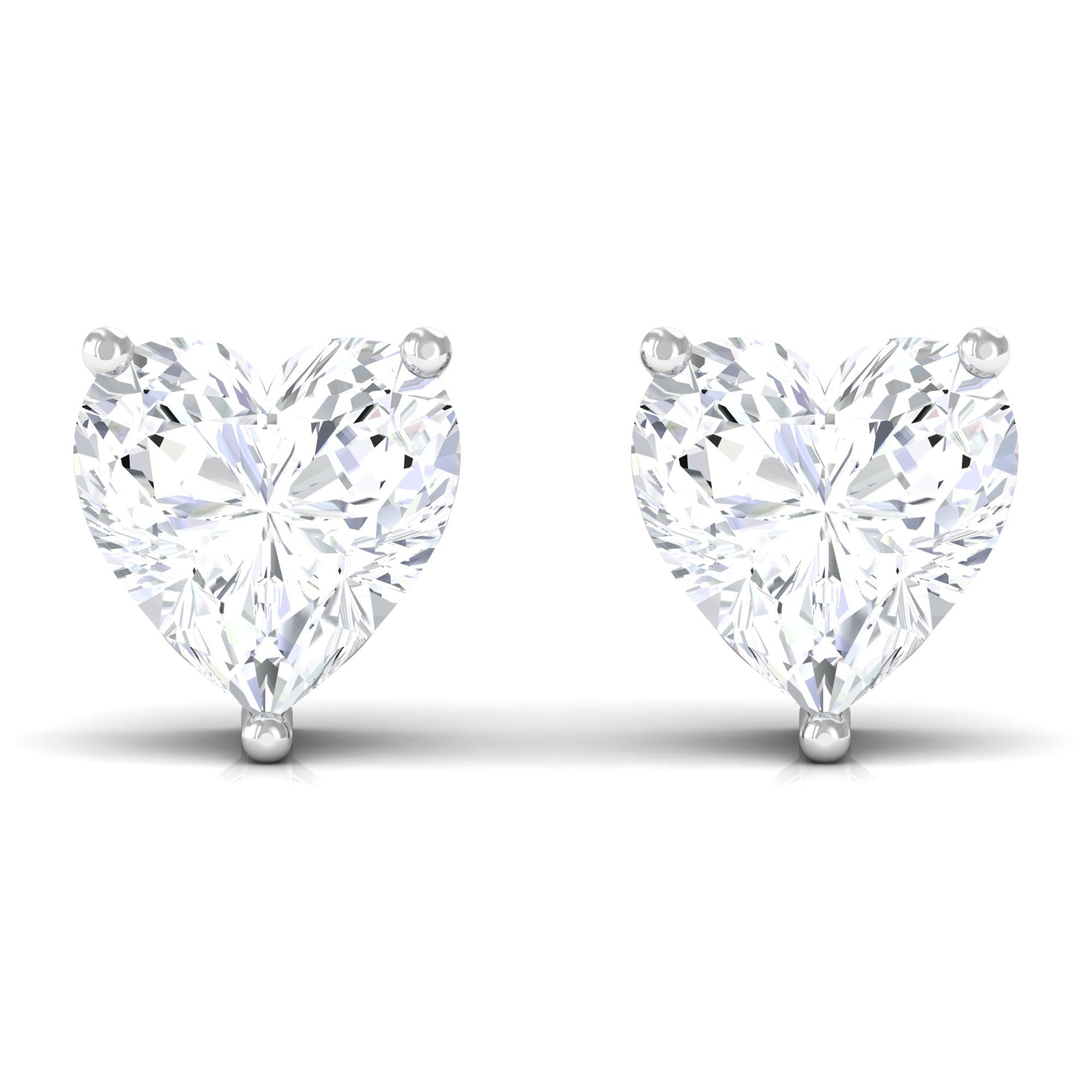Rosec Jewels-Heart Shape Diamond Solitaire Stud Earrings