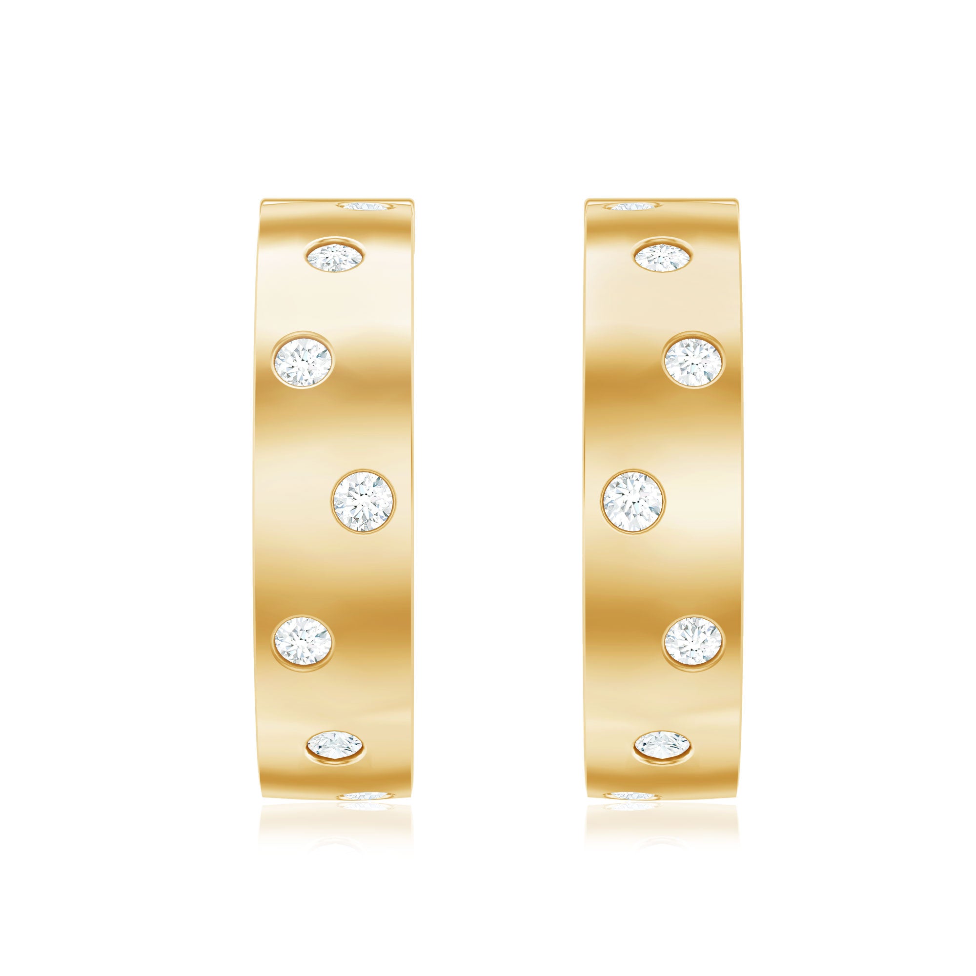 Flush Set Diamond Hoop Earrings For Women Lab - ( EF-VS ) - Rosec Jewels