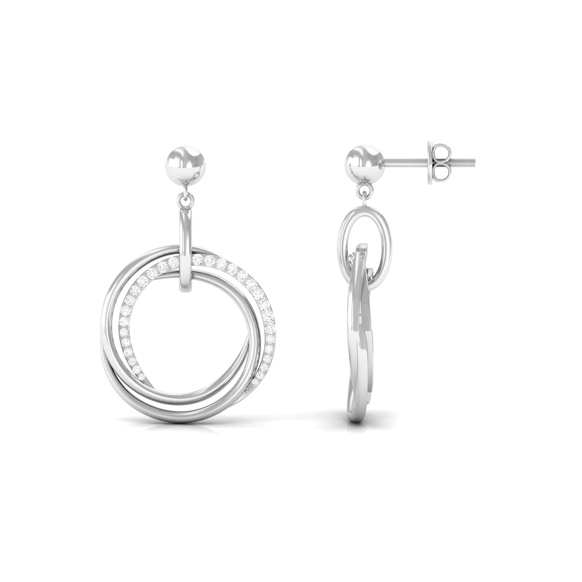 Rosec Jewels-Simple Gold Diamond Drop Earring with Screw Back Closure