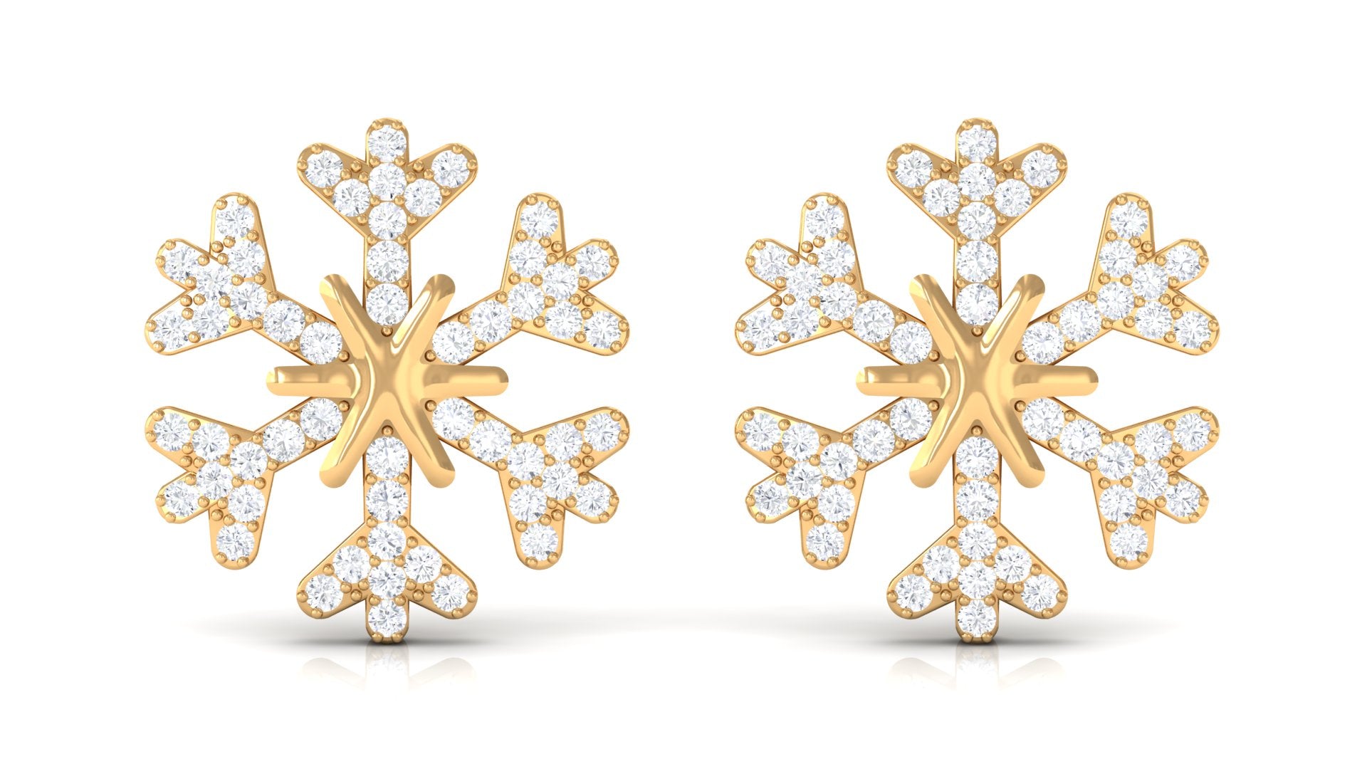 Rosec Jewels-1/2 CT Snowflake Diamond Stud Earrings for Women