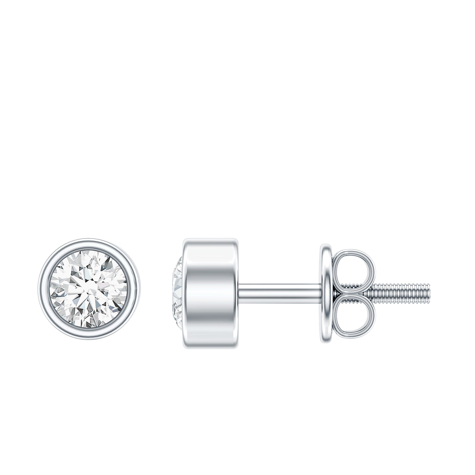 Minimalistic Bezel Set Diamond Stud Earrings Lab - ( EF-VS ) - Rosec Jewels