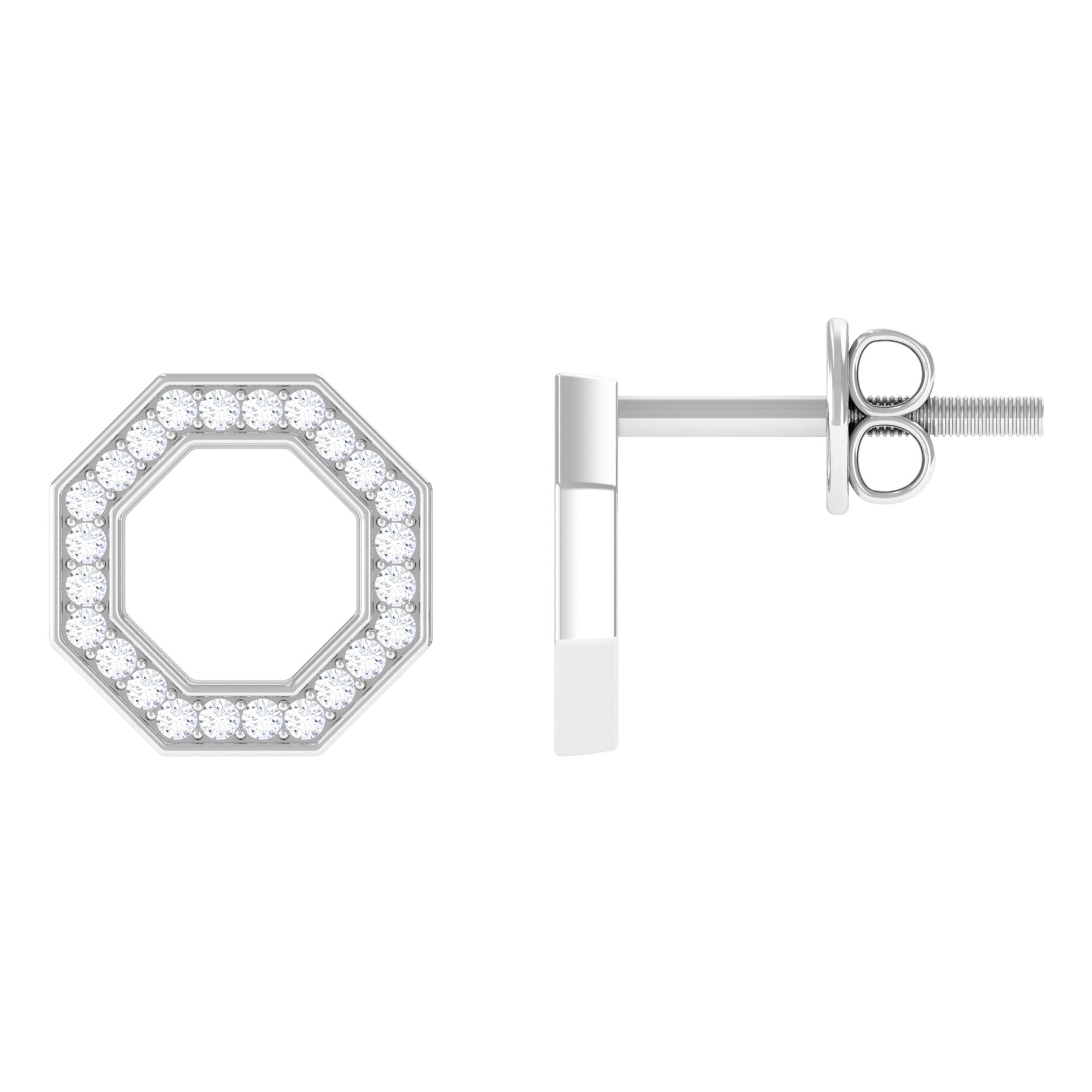 Rosec Jewels-Diamond Octagon Shape Earrings With Screw Back
