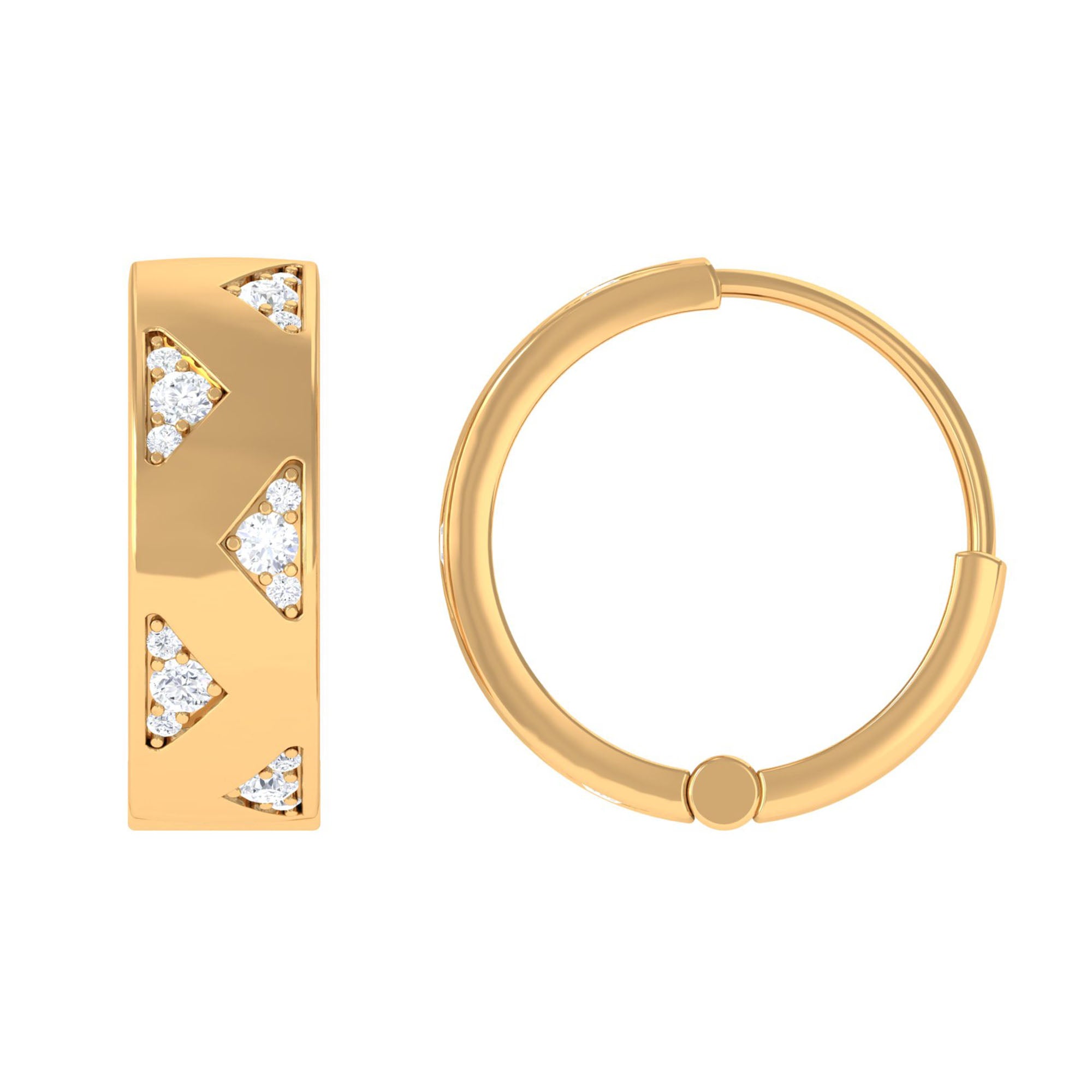 Rosec Jewels-Small Gold Hoop Earrings with Diamond Accents