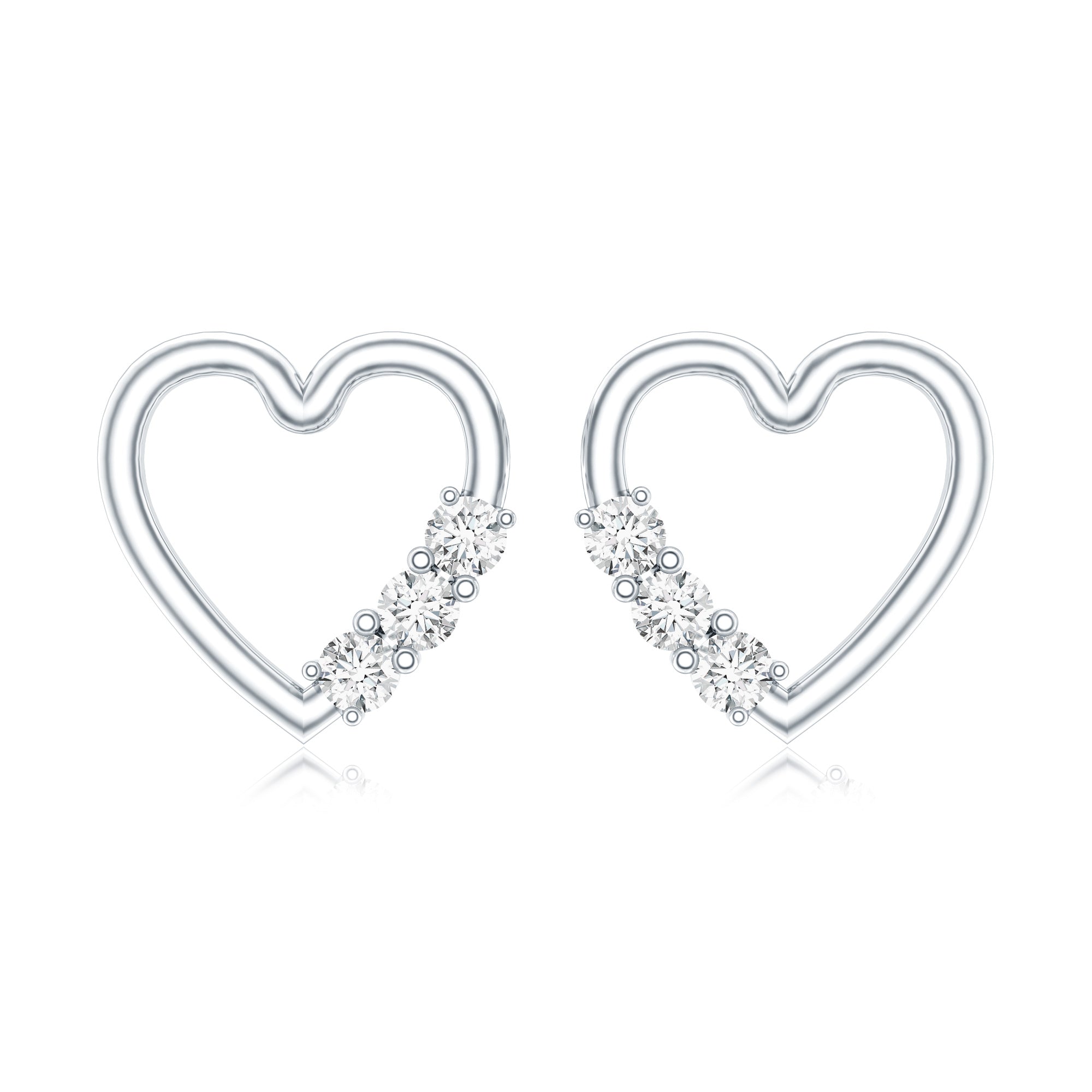 Diamond Heart Shape Stud Earring for Women Lab - ( EF-VS ) - Rosec Jewels