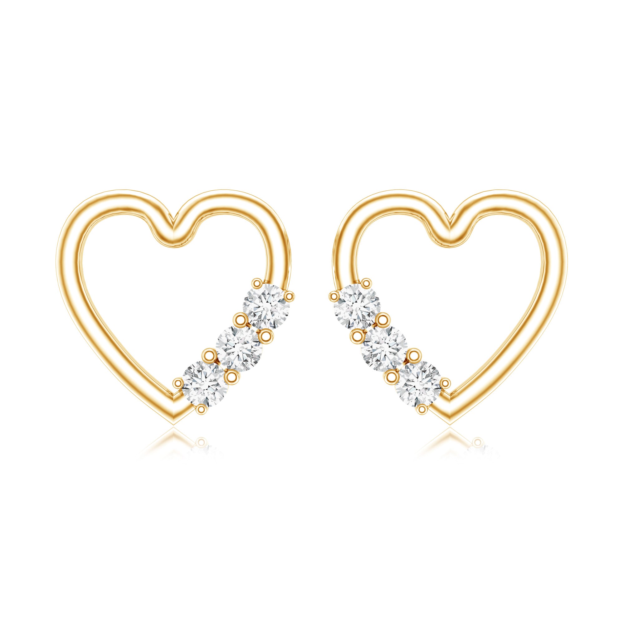 Diamond Heart Shape Stud Earring for Women Lab - ( EF-VS ) - Rosec Jewels