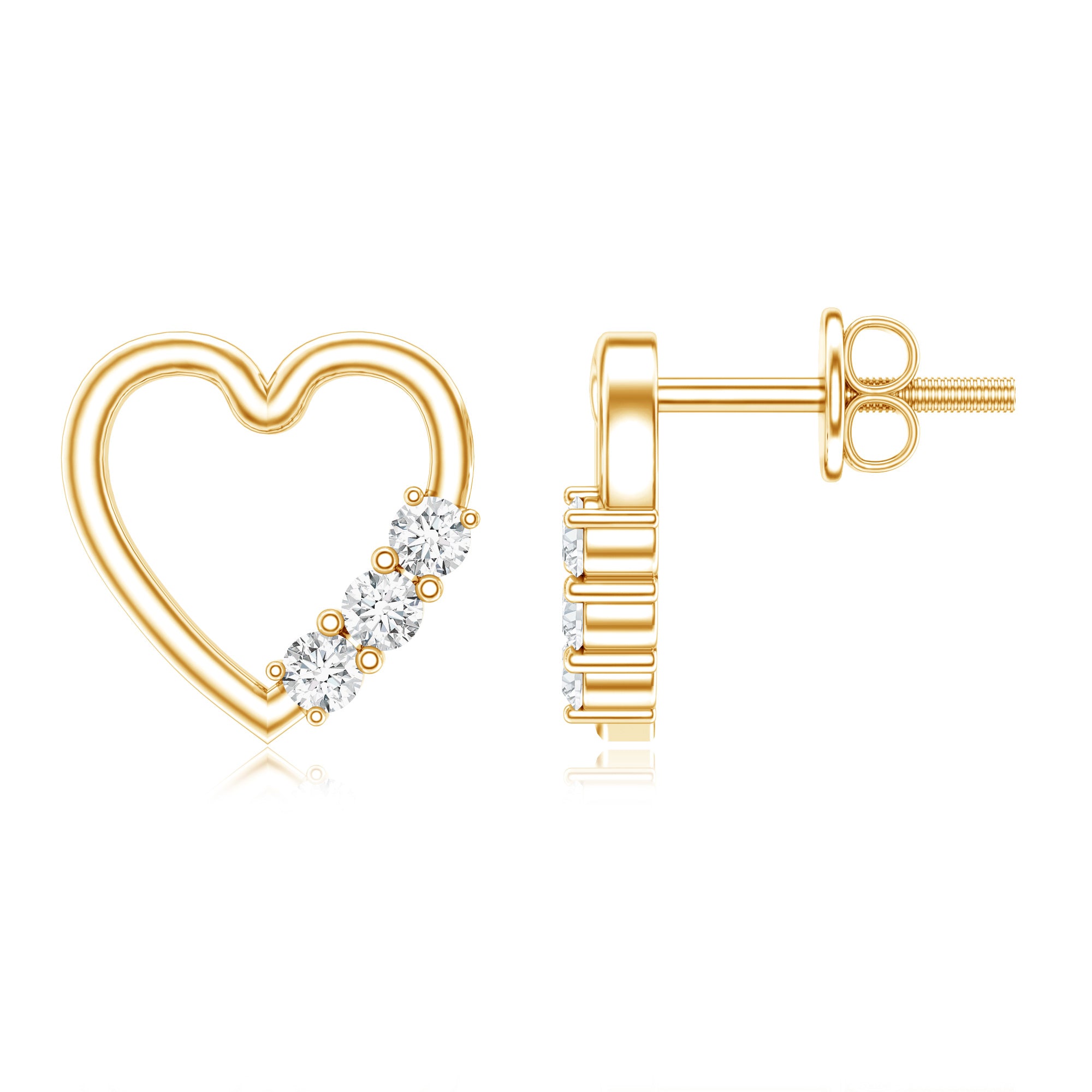Diamond Heart Shape Stud Earring for Women Lab - ( EF-VS ) - Rosec Jewels