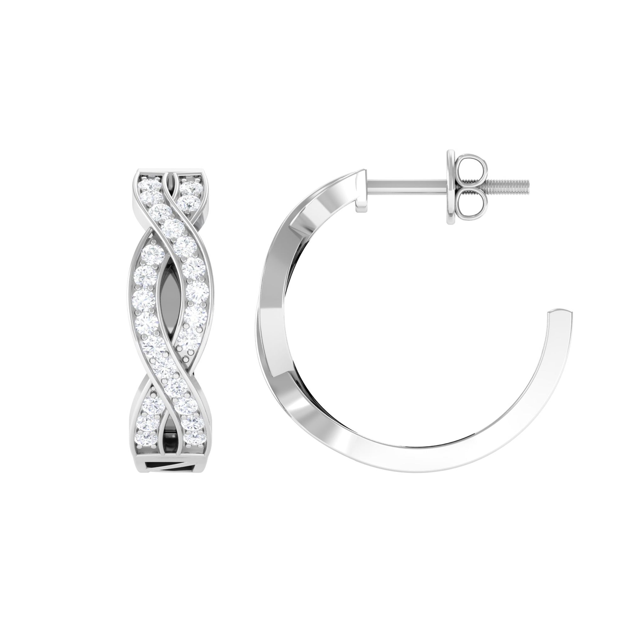 Rosec Jewels-Round Diamond Infinity Hinged Hoop Earrings