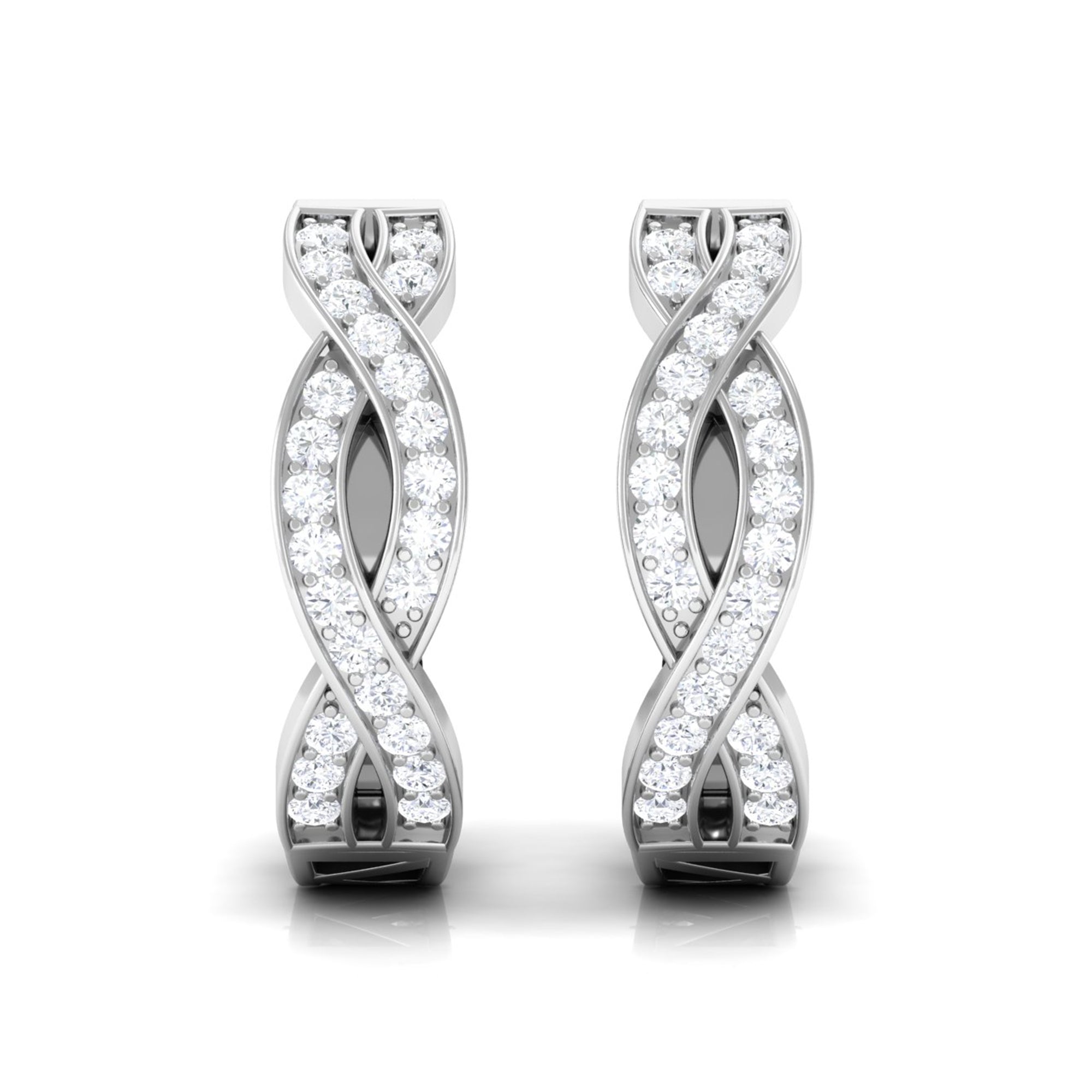 Rosec Jewels-Round Diamond Infinity Hinged Hoop Earrings