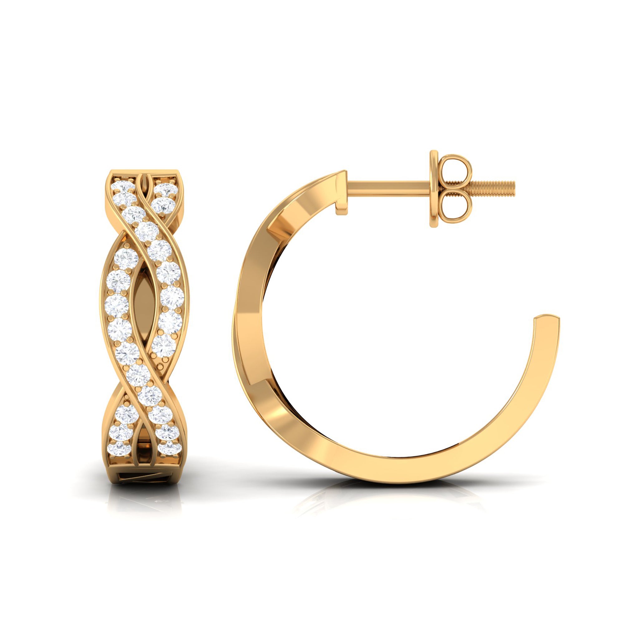 Rosec Jewels-Round Diamond Infinity Hinged Hoop Earrings