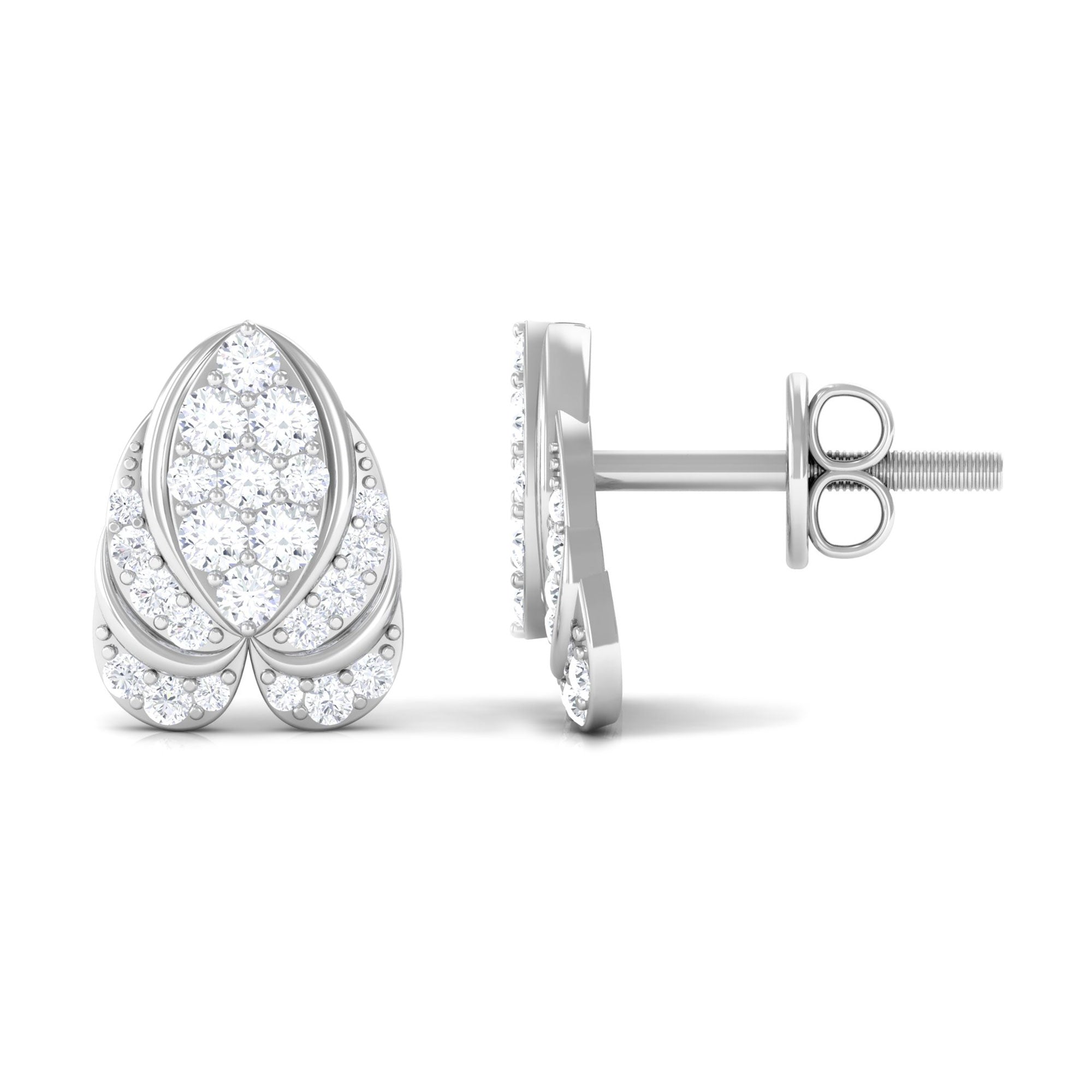 Rosec Jewels-1/2 CT Round Diamond Antique Heart Stud Earrings