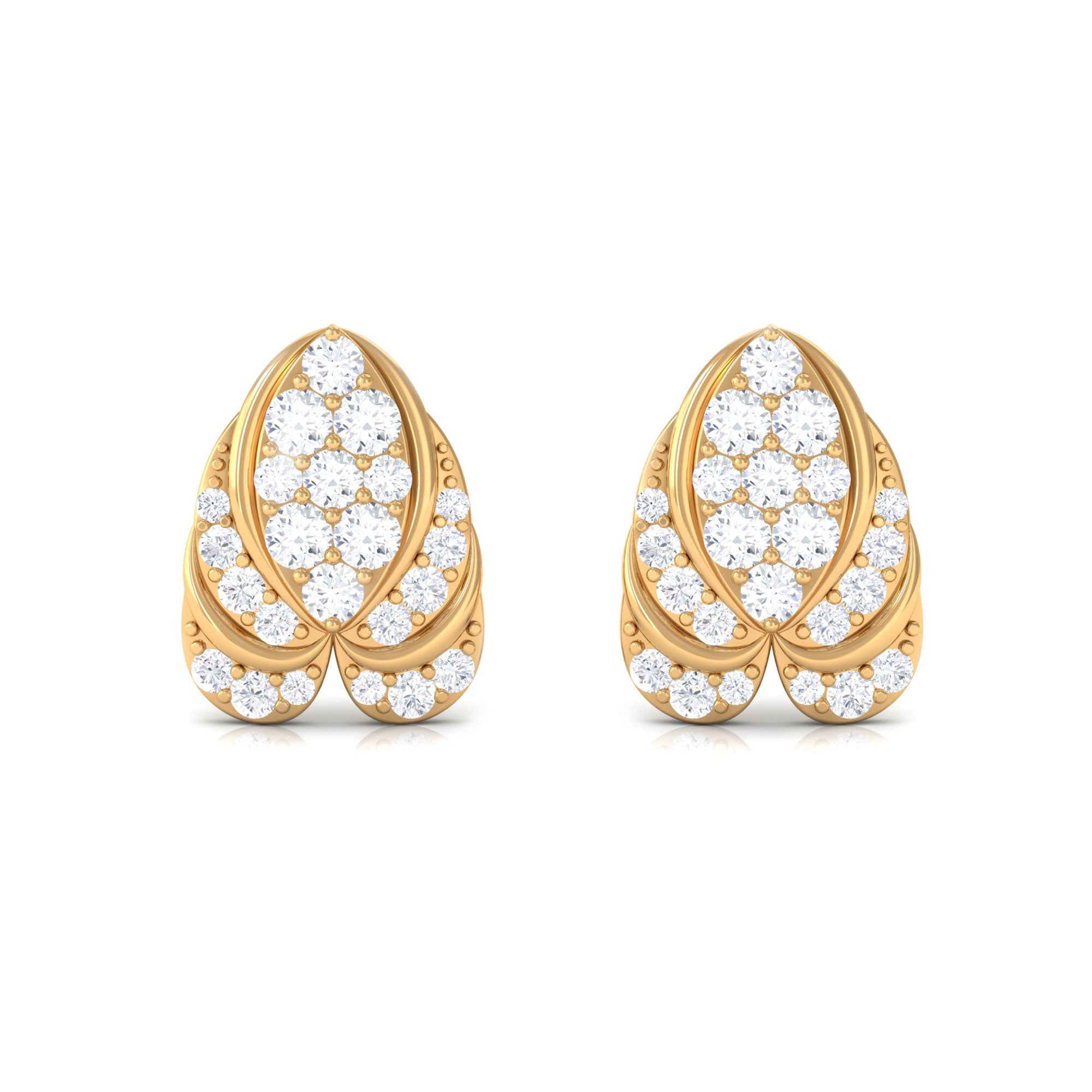 Rosec Jewels-1/2 CT Round Diamond Antique Heart Stud Earrings