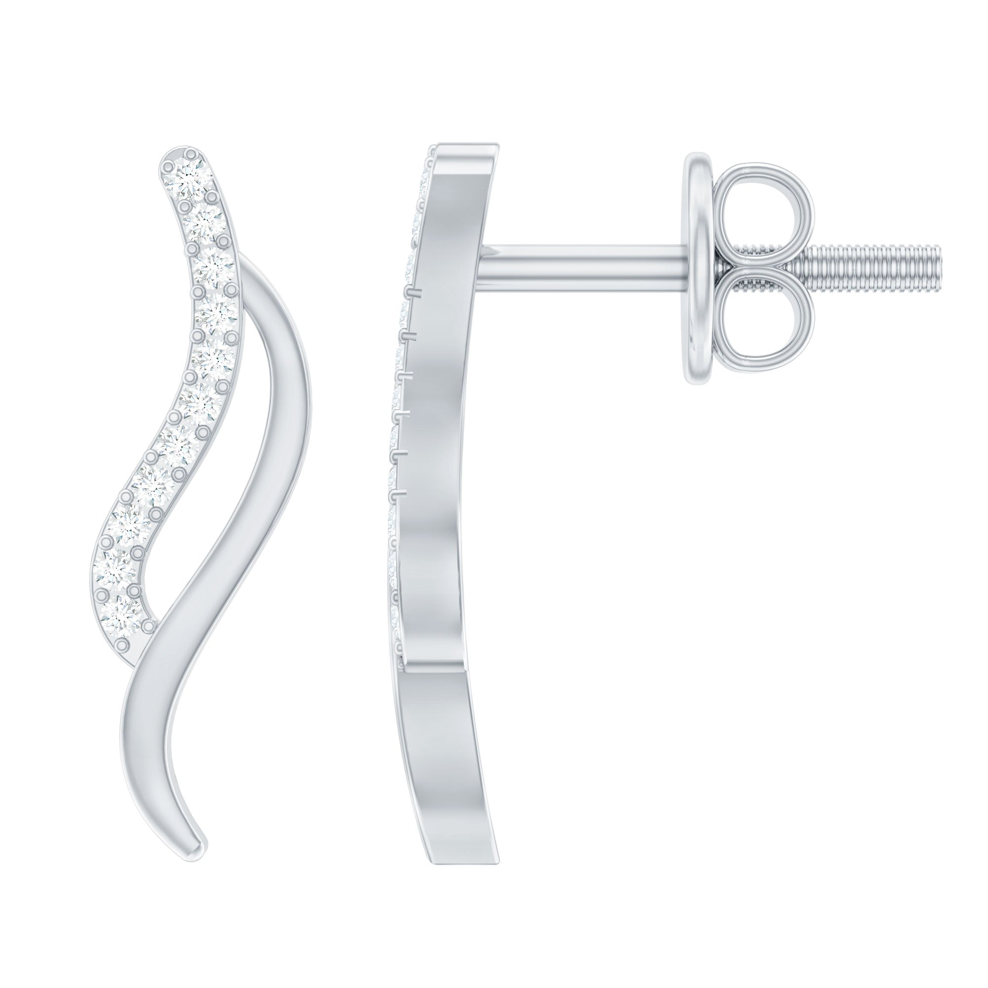 Prong Set Diamond Leaf Stud Earrings for Women