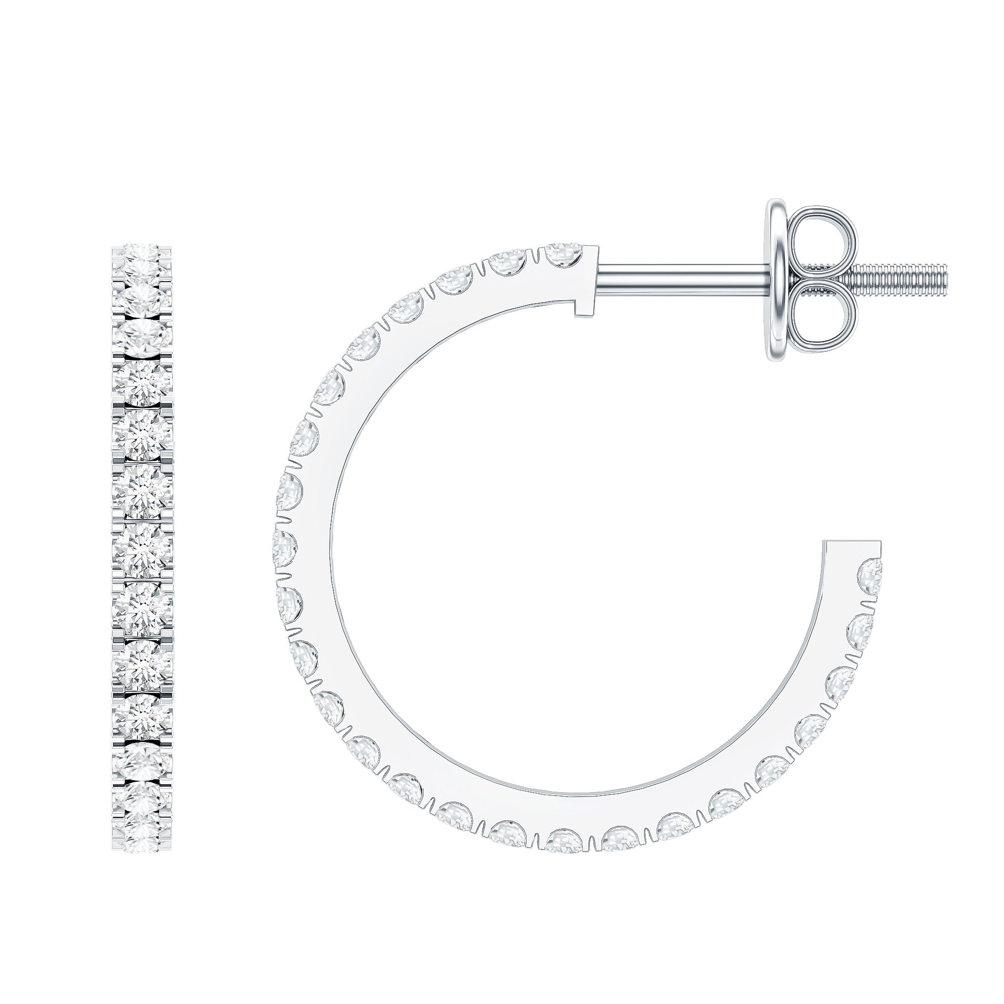 Round Shaped Diamond Hoop Earrings Lab - ( EF-VS ) - Rosec Jewels