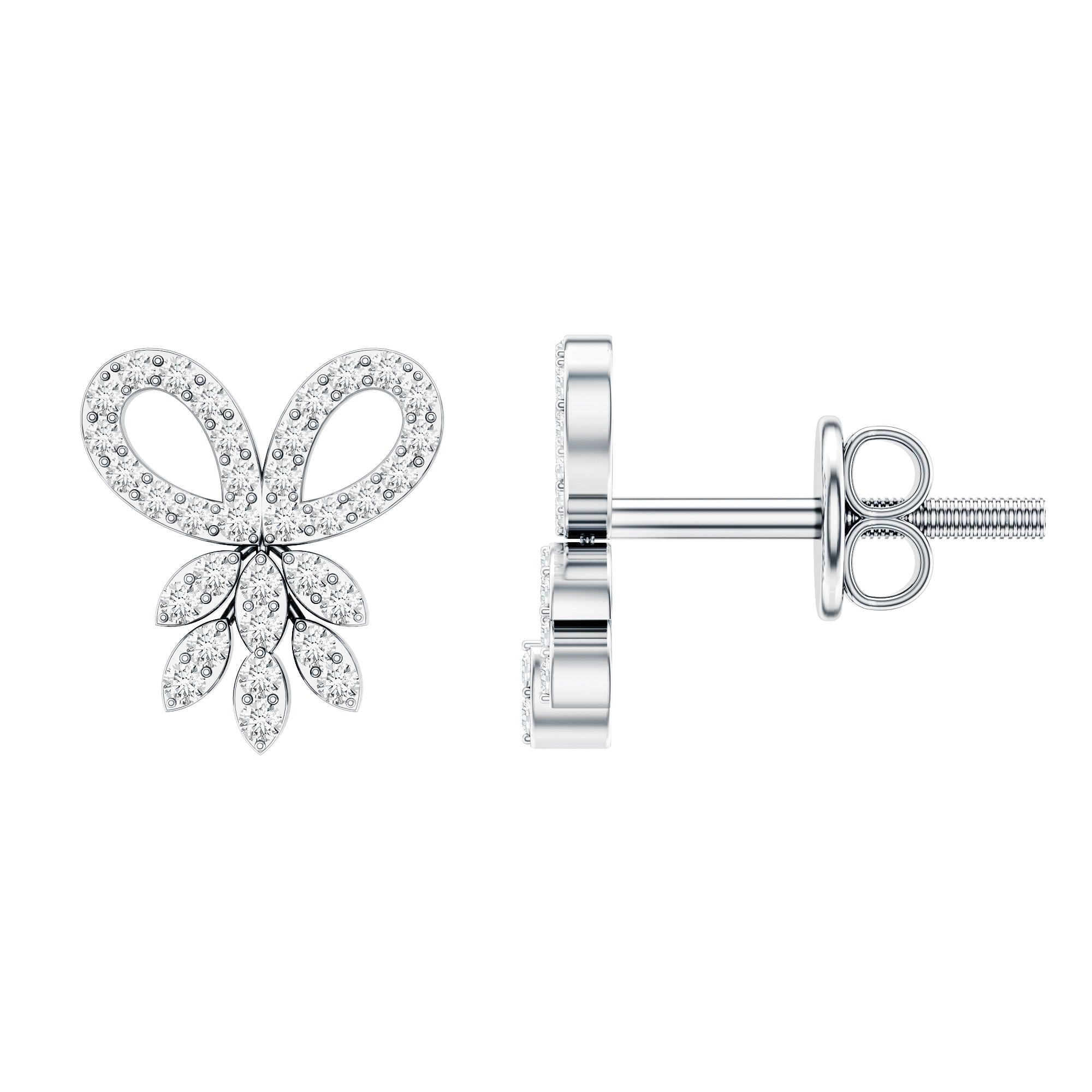 Certified Diamond Bow Earrings For Her Lab - ( EF-VS ) - Rosec Jewels