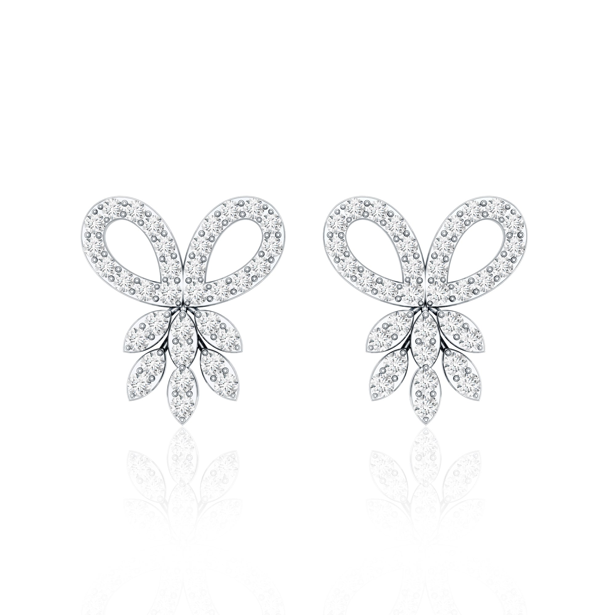 Certified Diamond Bow Earrings For Her Lab - ( EF-VS ) - Rosec Jewels