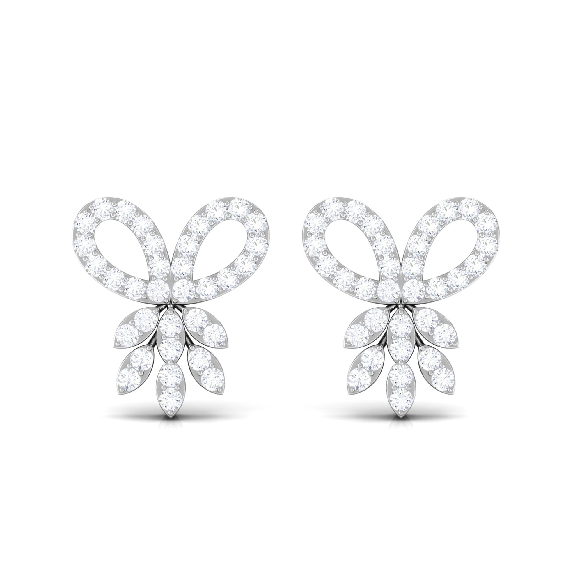 Rosec Jewels-0.25 CT Minimal Diamond Bow Screw Back Stud Earrings
