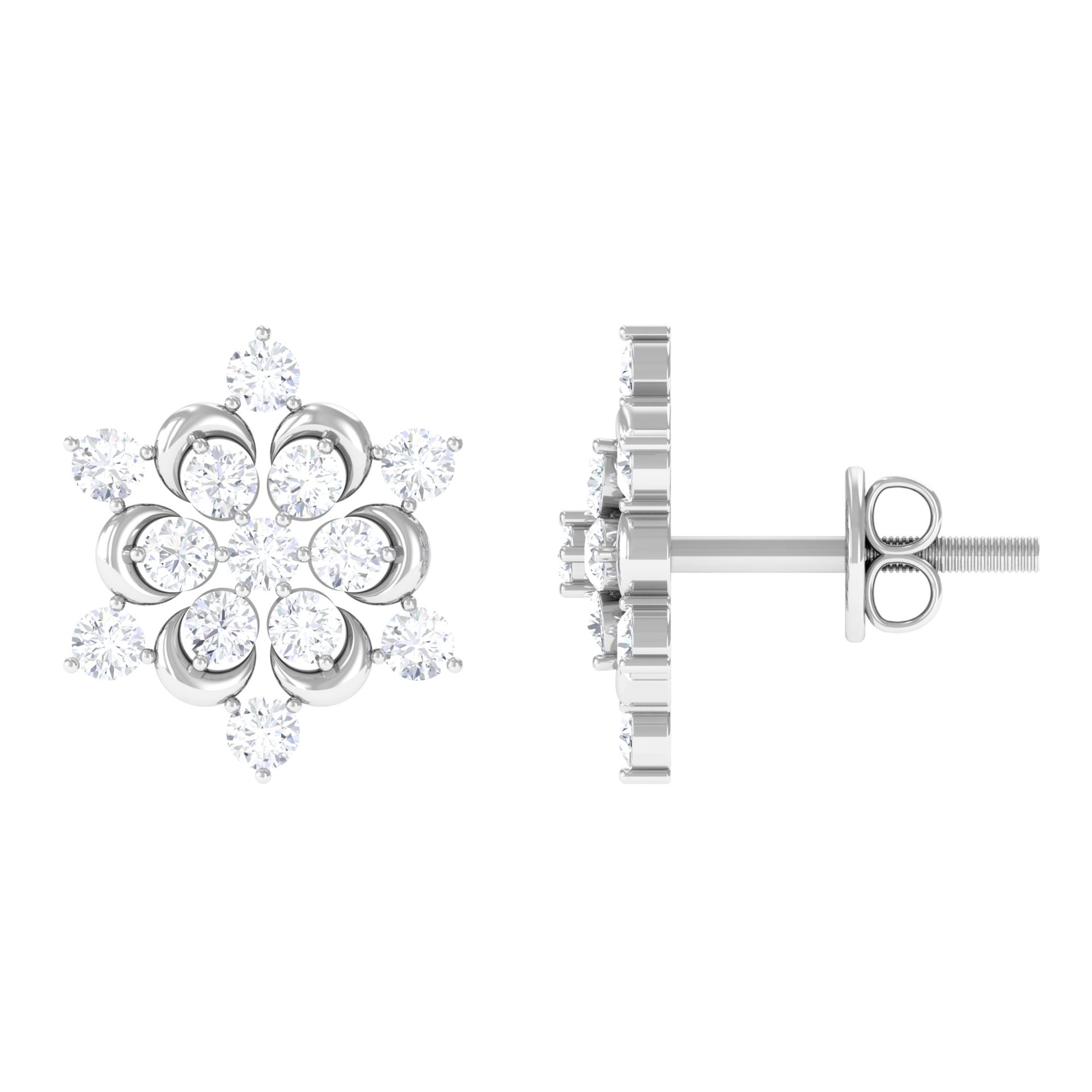 Certified Diamond Snowflake Stud Earrings Lab - ( EF-VS ) - Rosec Jewels