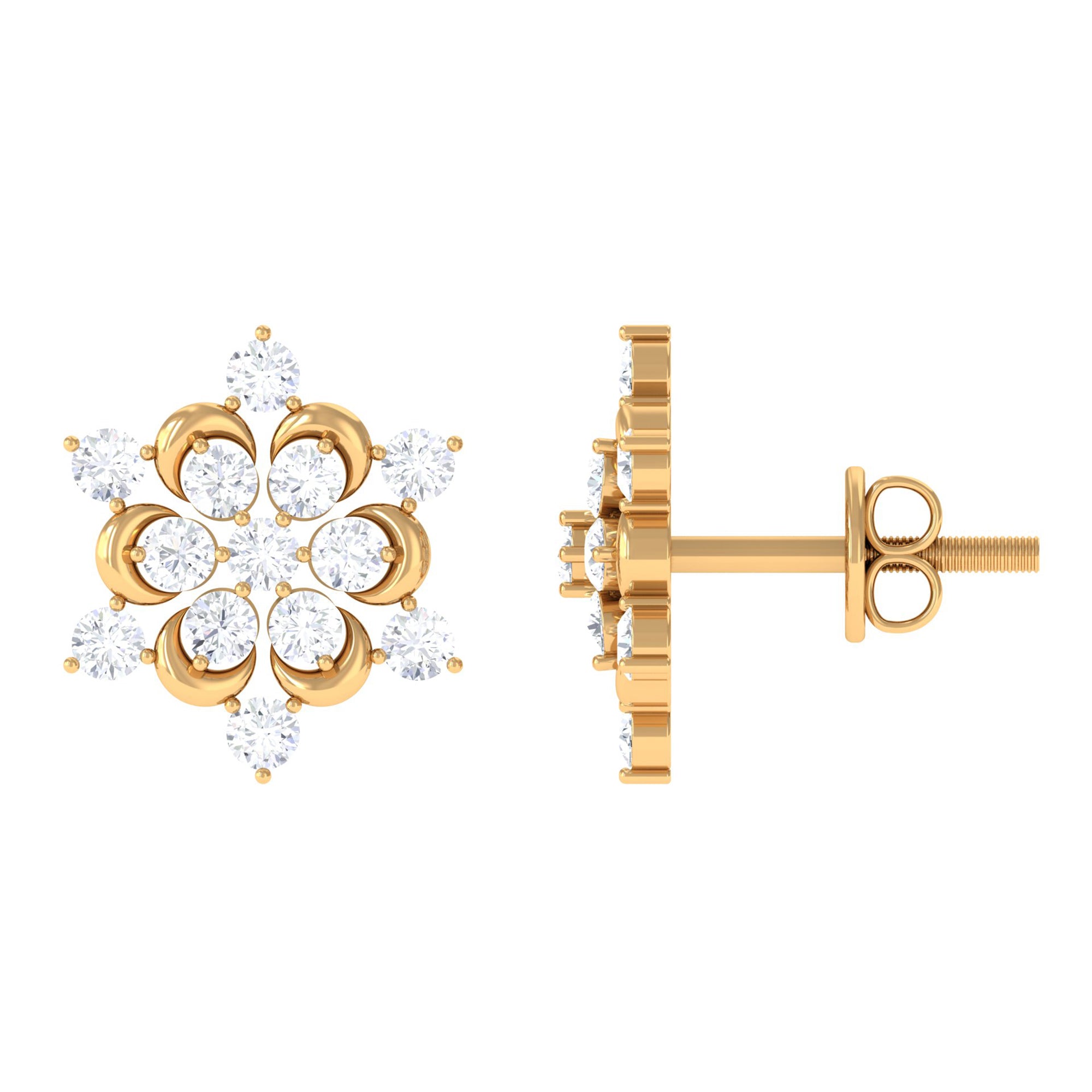 Certified Diamond Snowflake Stud Earrings Lab - ( EF-VS ) - Rosec Jewels