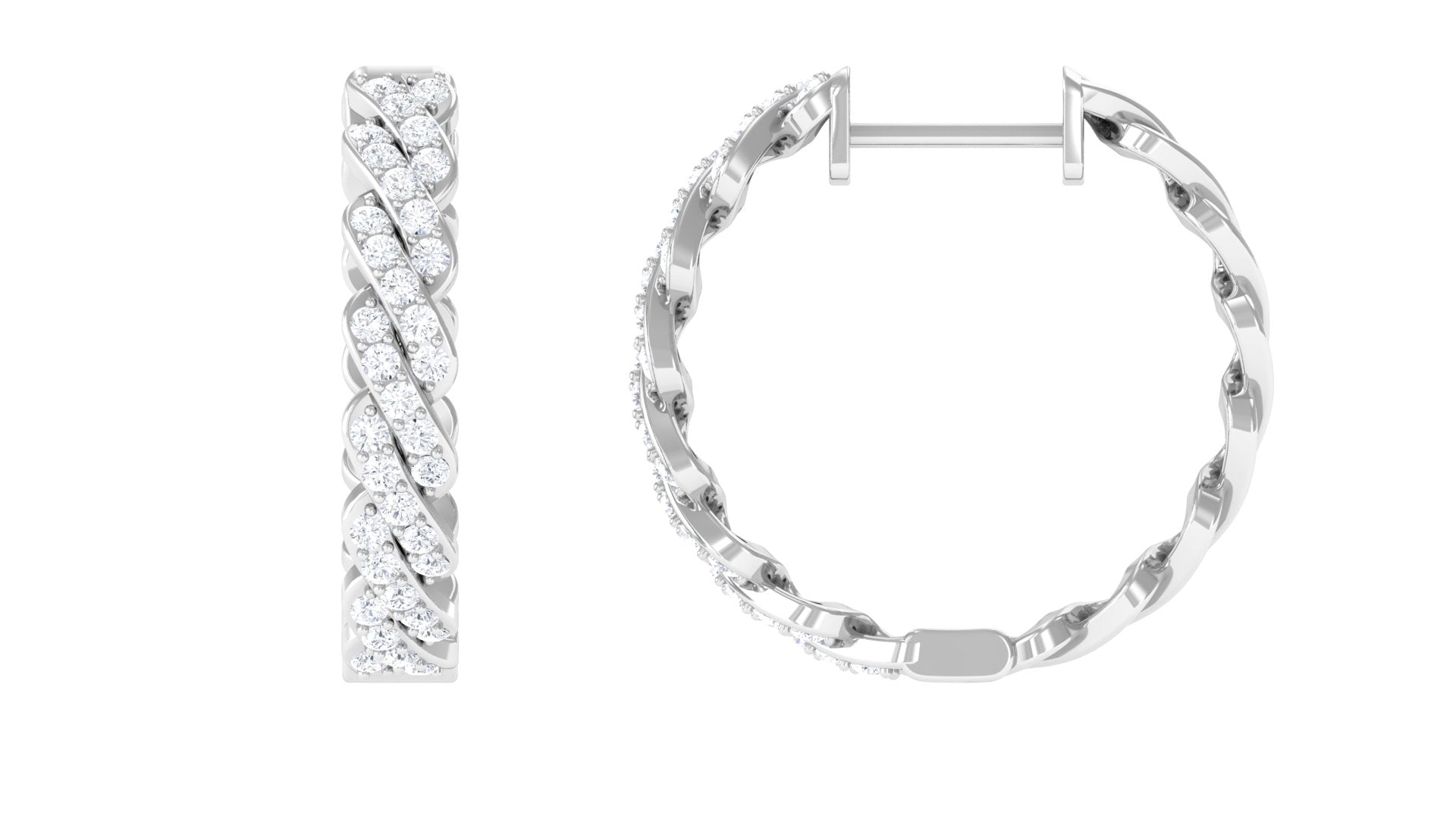 Rosec Jewels-1/2 CT Round Diamond Classic Hoop Earrings in Gold