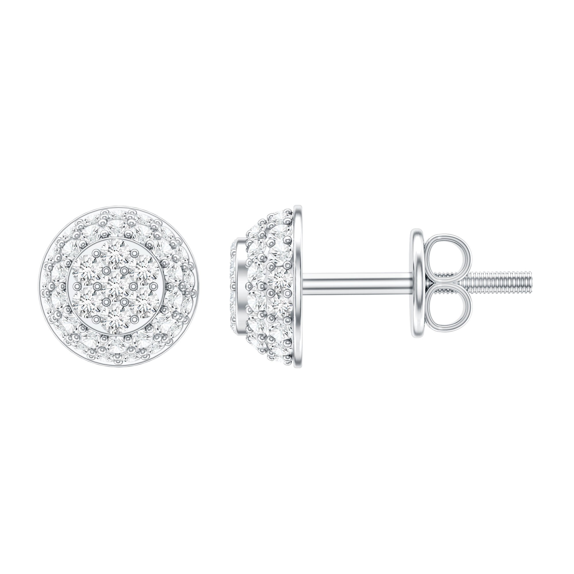Certified Diamond Bridal Stud Earring with Screw Back Lab - ( EF-VS ) - Rosec Jewels