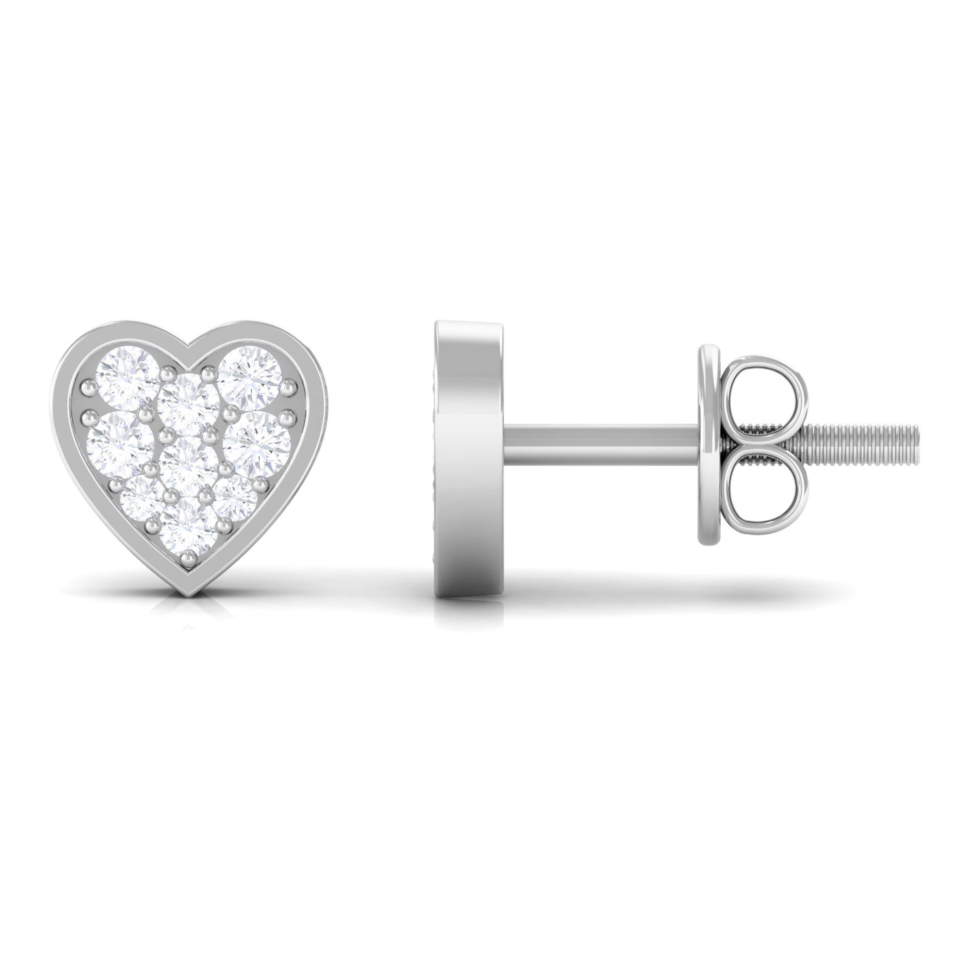 Rosec Jewels-Diamond Simple Heart Stud Earrings