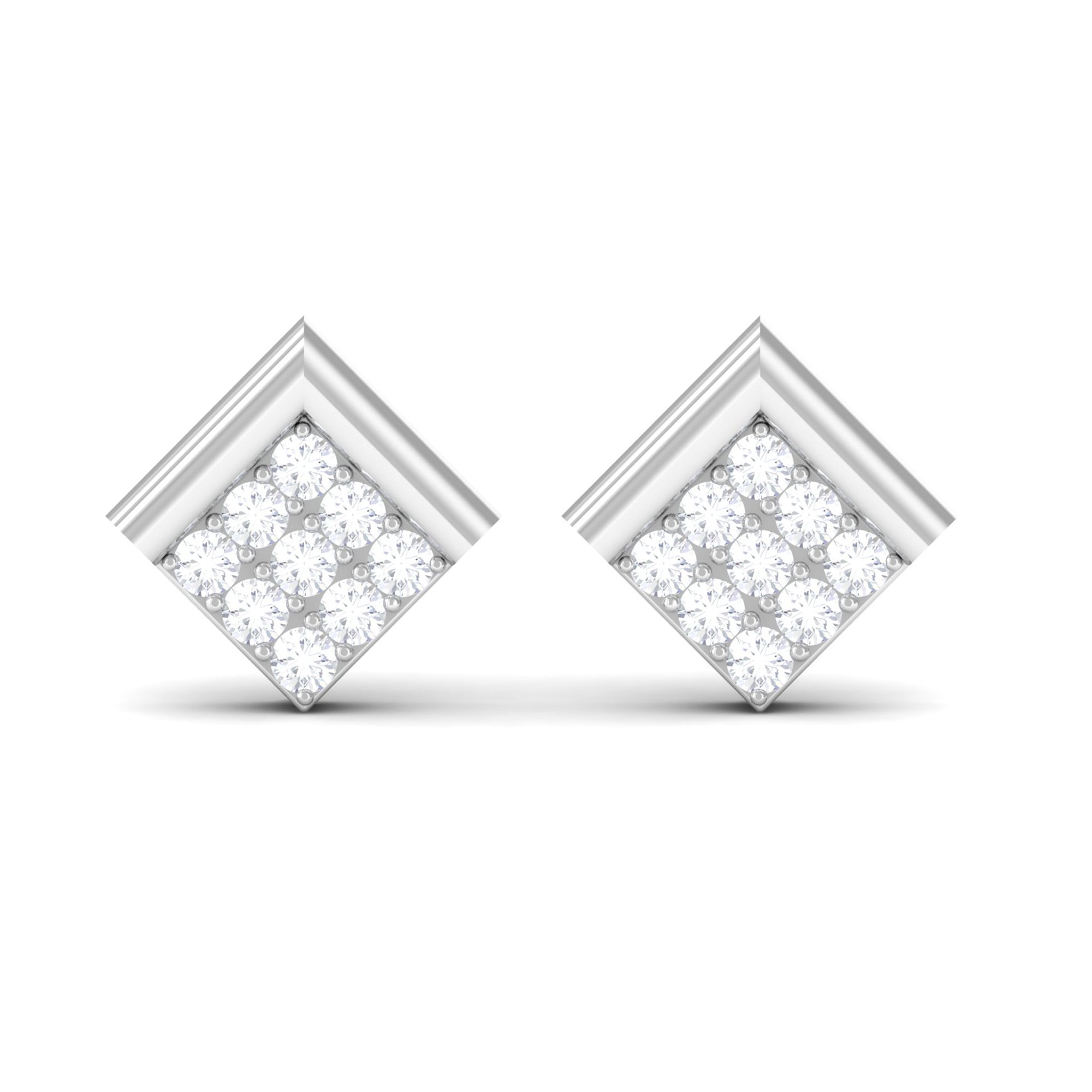 Rosec Jewels-Minimal Diamond Diagonal Square Stud Earrings in Gold