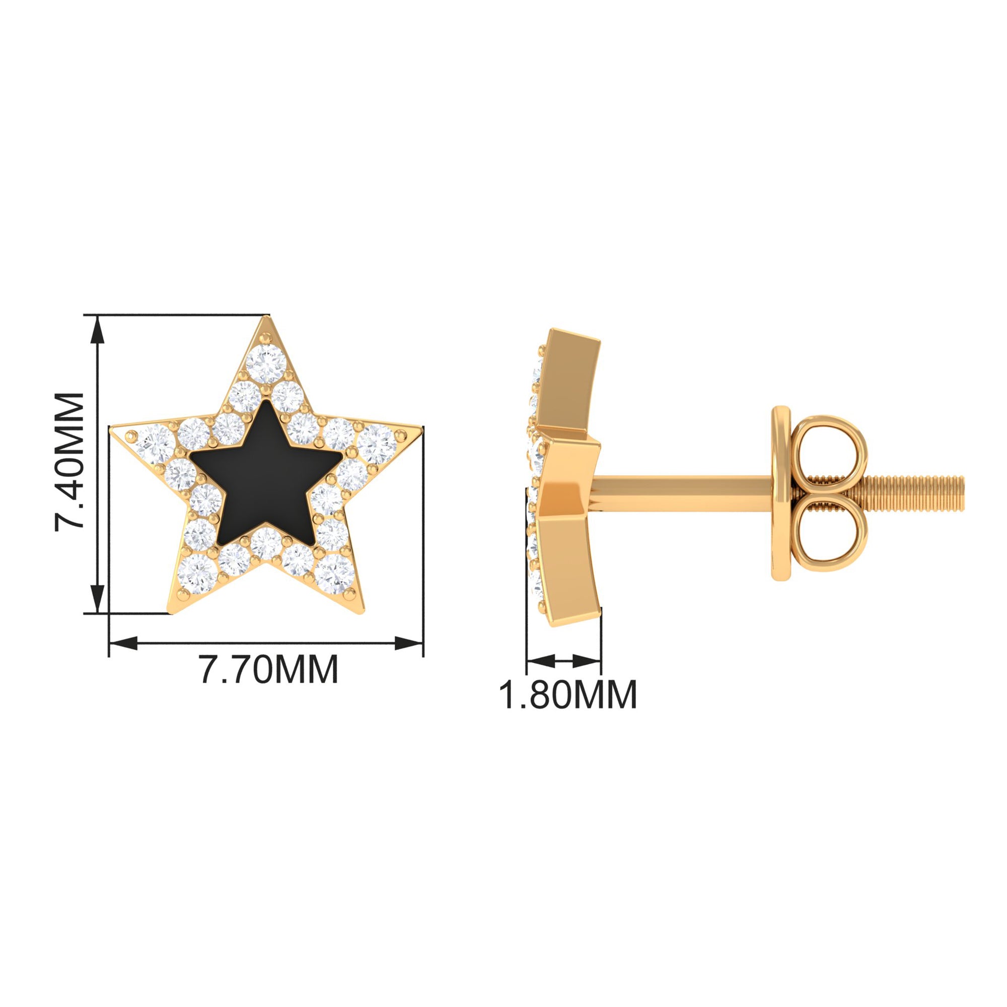 Rosec Jewels-Minimal Diamond Star Stud Earring with Enamel