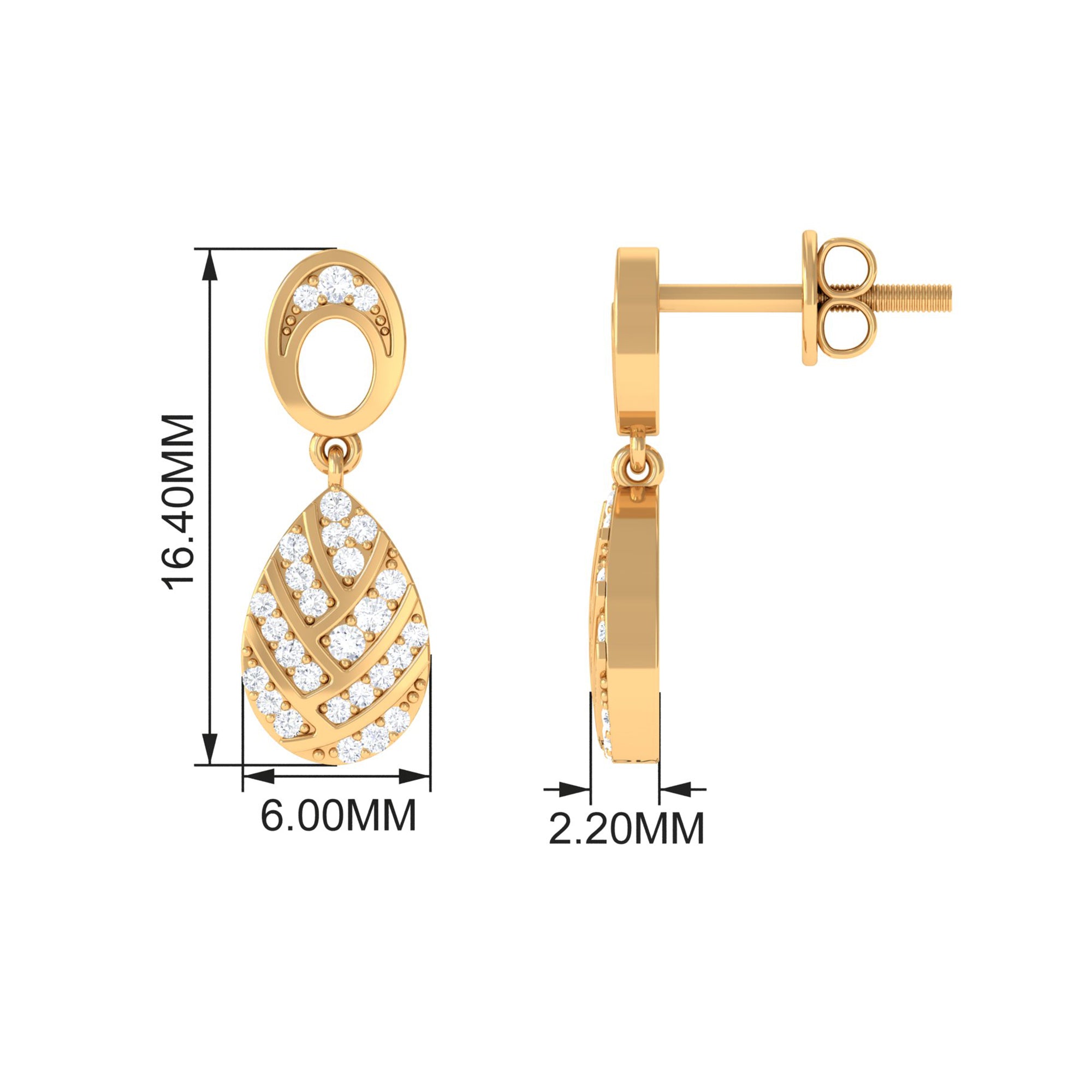 Rosec Jewels-Classic Diamond Gold Bridal Teardrop Earrings