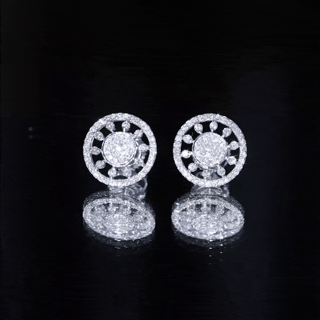 Certified Diamond Statement Ear Studs Lab - ( EF-VS ) - Rosec Jewels