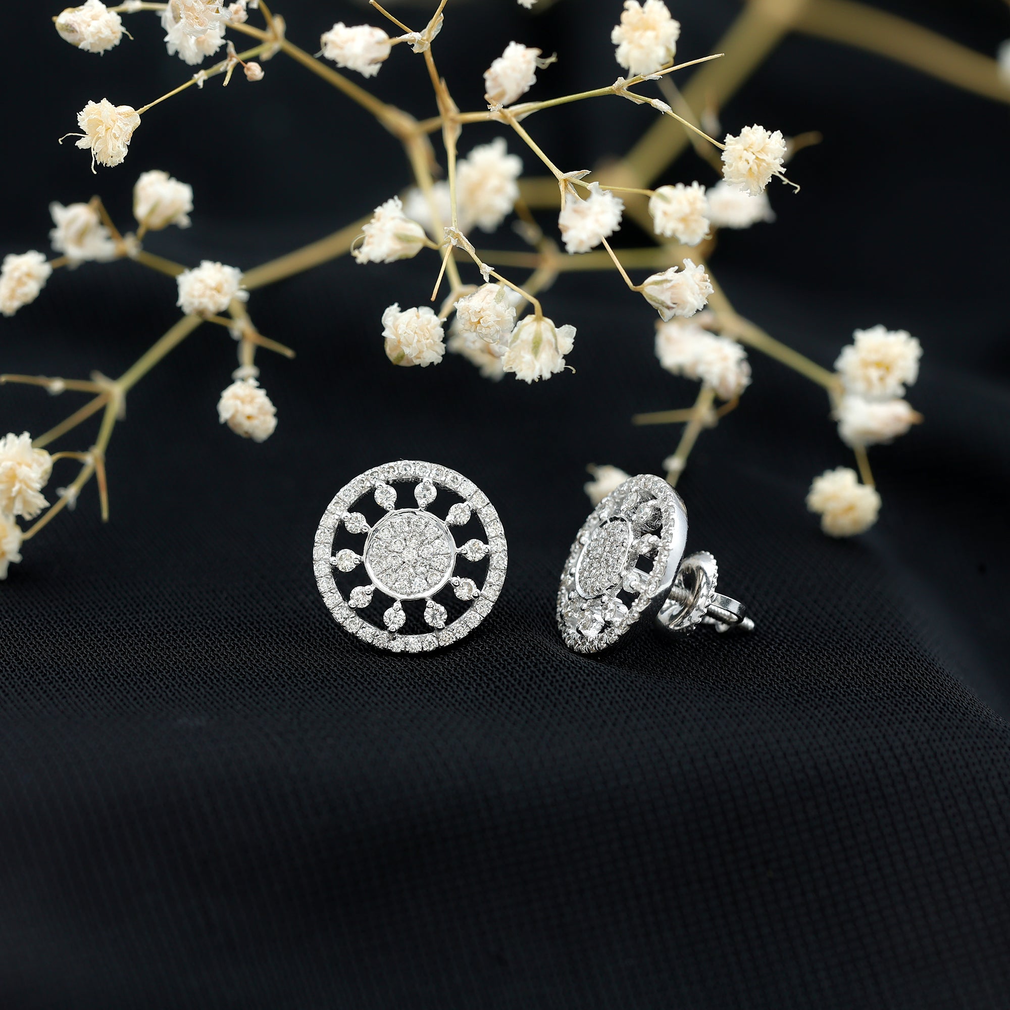 Certified Diamond Statement Ear Studs Lab - ( EF-VS ) - Rosec Jewels
