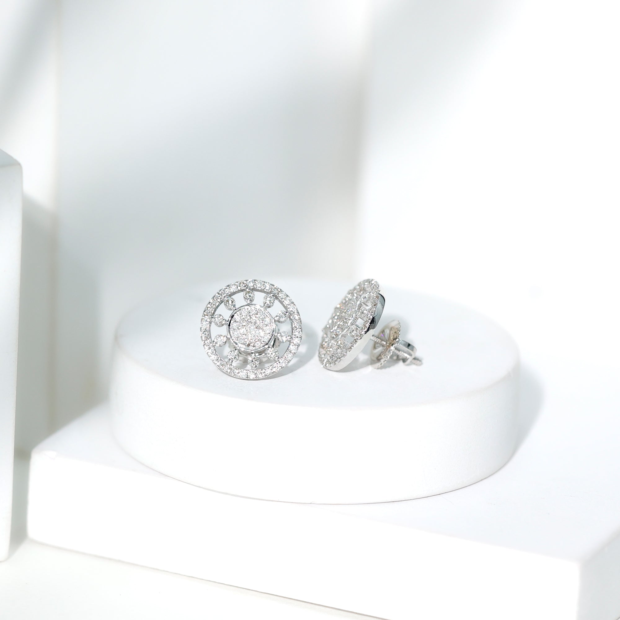 Certified Diamond Statement Ear Studs Lab - ( EF-VS ) - Rosec Jewels