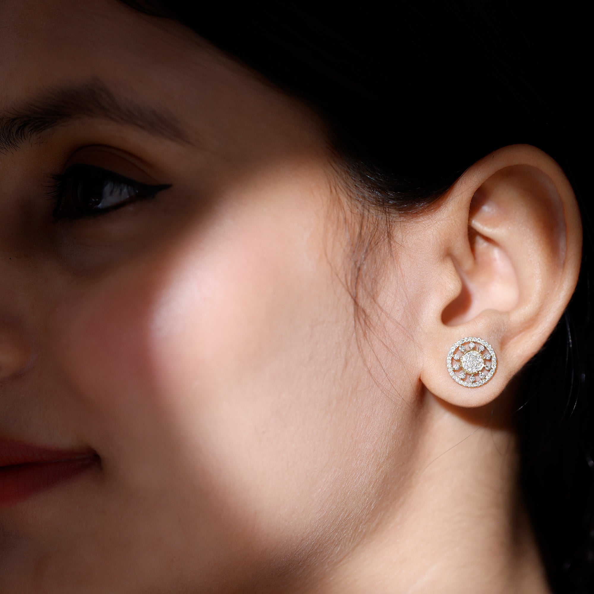 Certified Diamond Statement Ear Studs Lab - ( EF-VS ) - Rosec Jewels