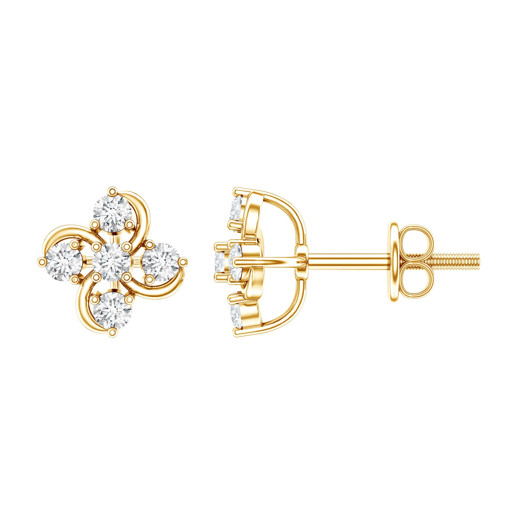 Diamond Flower Cluster Earrings For Women Lab - ( EF-VS ) - Rosec Jewels