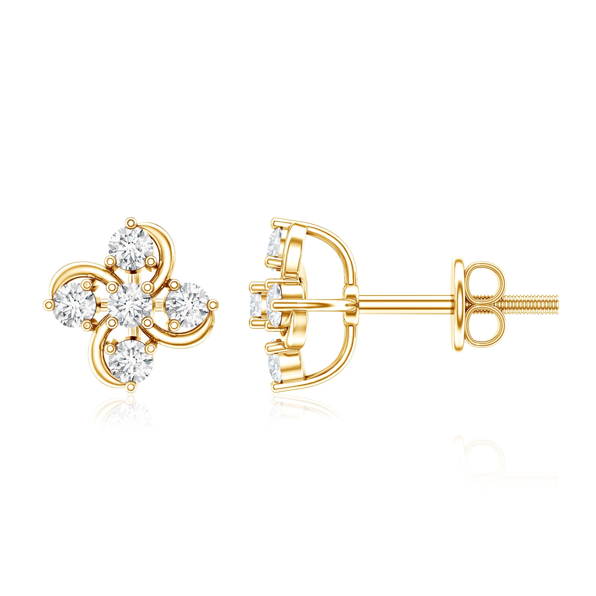 Diamond Flower Cluster Earrings For Women Lab - ( EF-VS ) - Rosec Jewels