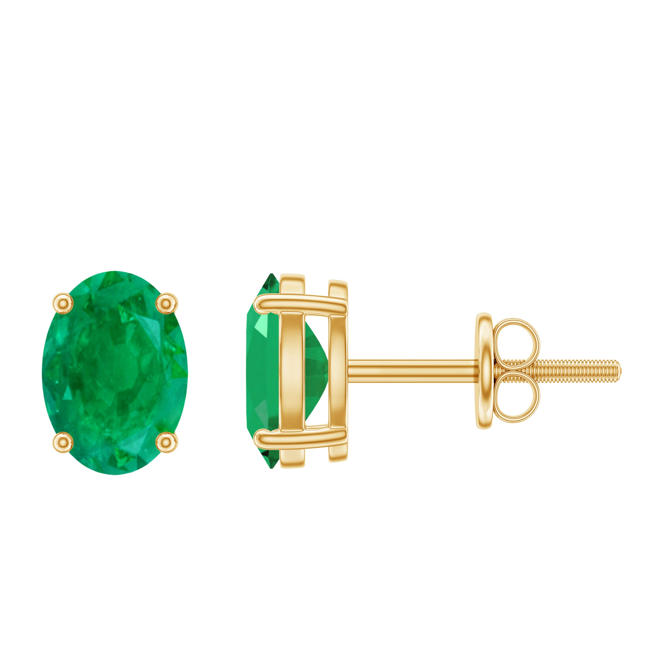 1.43 Carat Oval Shape Emerald Stud Earrings for Women AAA - Rosec Jewels