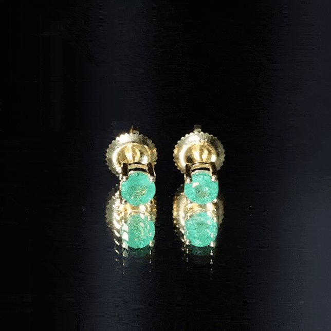 Round Cut 5 MM Real Emerald Stud Earrings AAA - Rosec Jewels