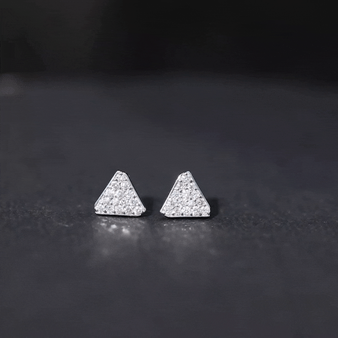 Genuine Diamond Triangle Stud Earrings Natural - ( HI-SI ) - Rosec Jewels