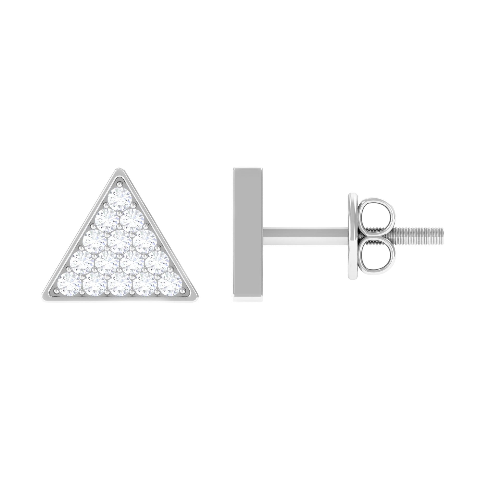 Genuine Diamond Triangle Stud Earrings Natural - ( HI-SI ) - Rosec Jewels