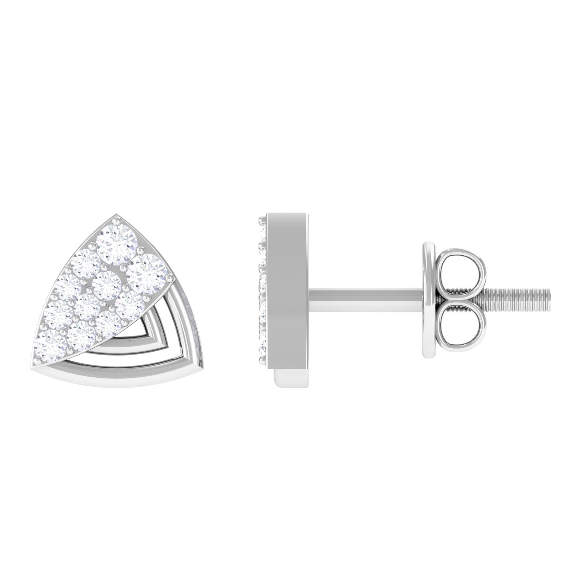 Rosec Jewels-1/4 CT Round Diamond Gold Triangle Contemporary Stud Earrings