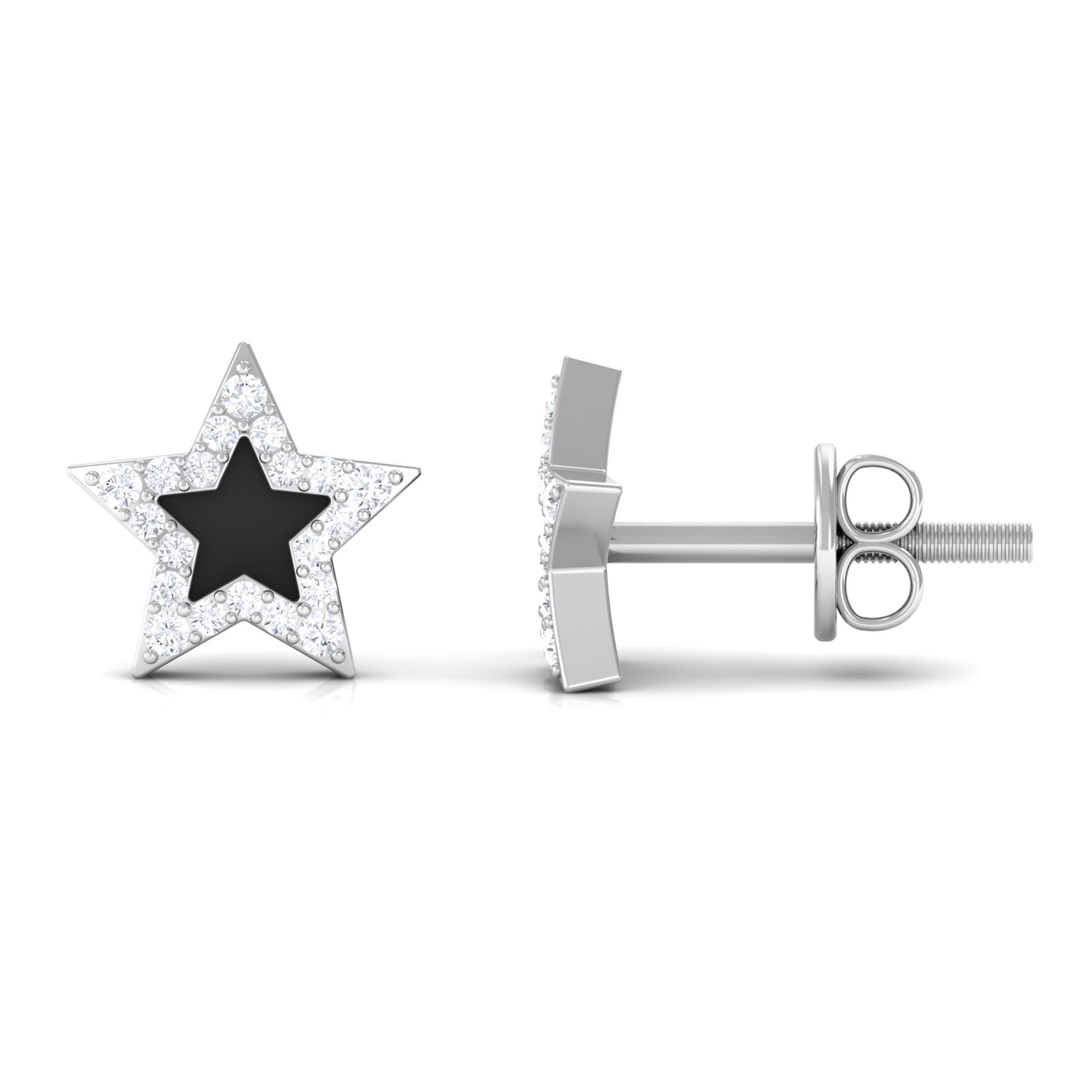 Rosec Jewels-Minimal Diamond Star Stud Earring with Enamel