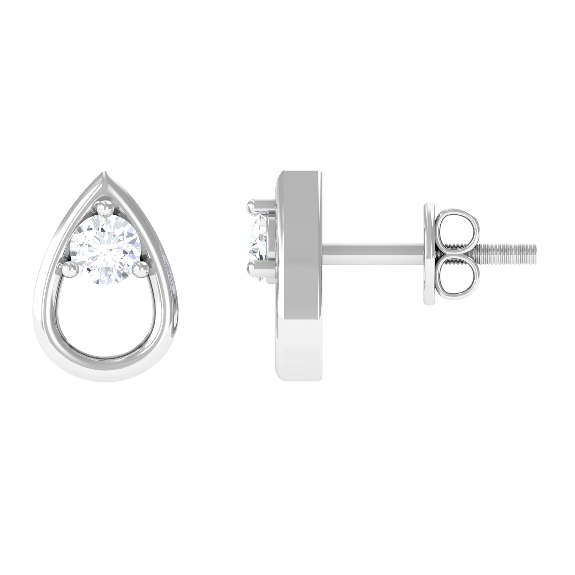 Rosec Jewels-1/4 CT Simple Diamond Teardrop Stud Earrings in Gold