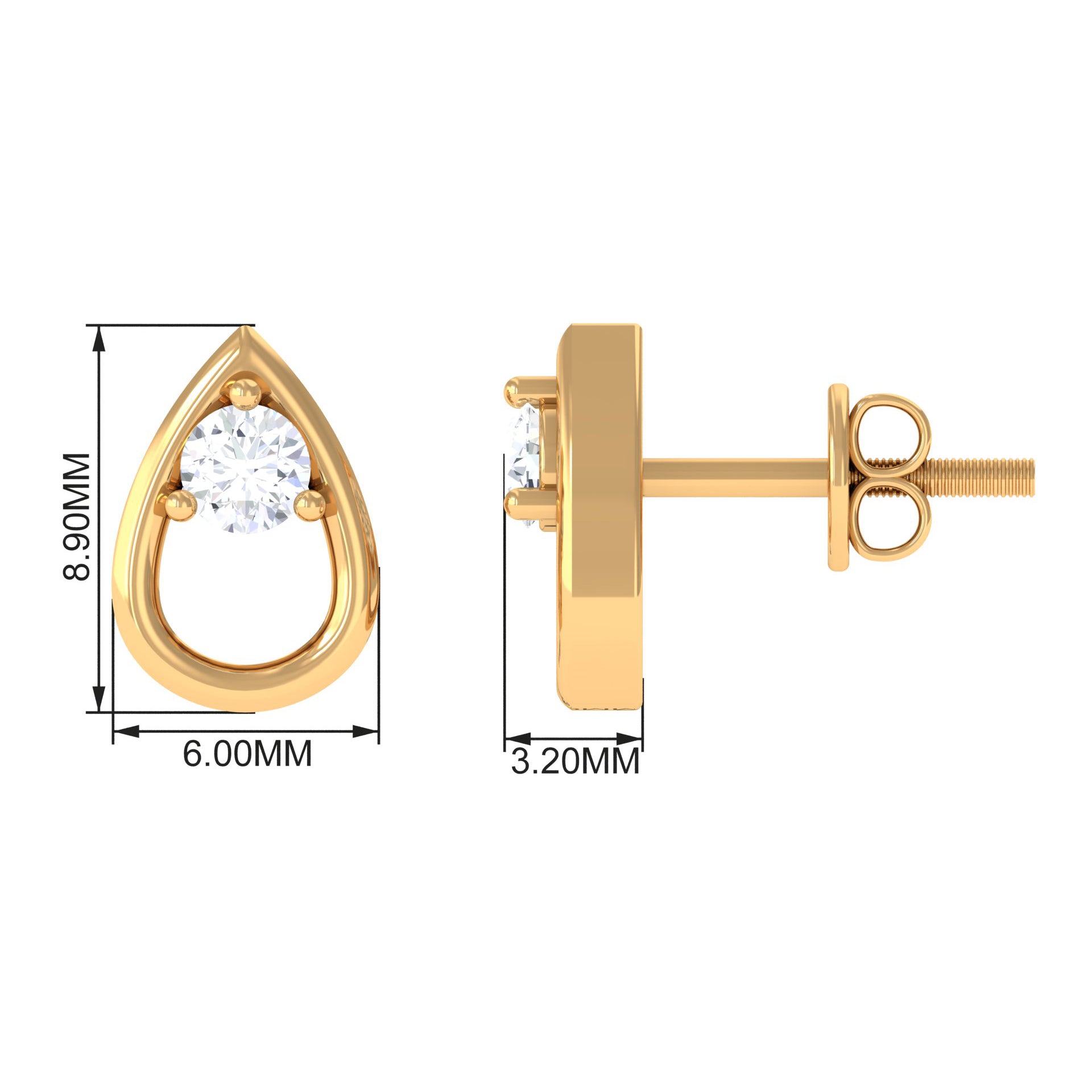 Rosec Jewels-1/4 CT Simple Diamond Teardrop Stud Earrings in Gold